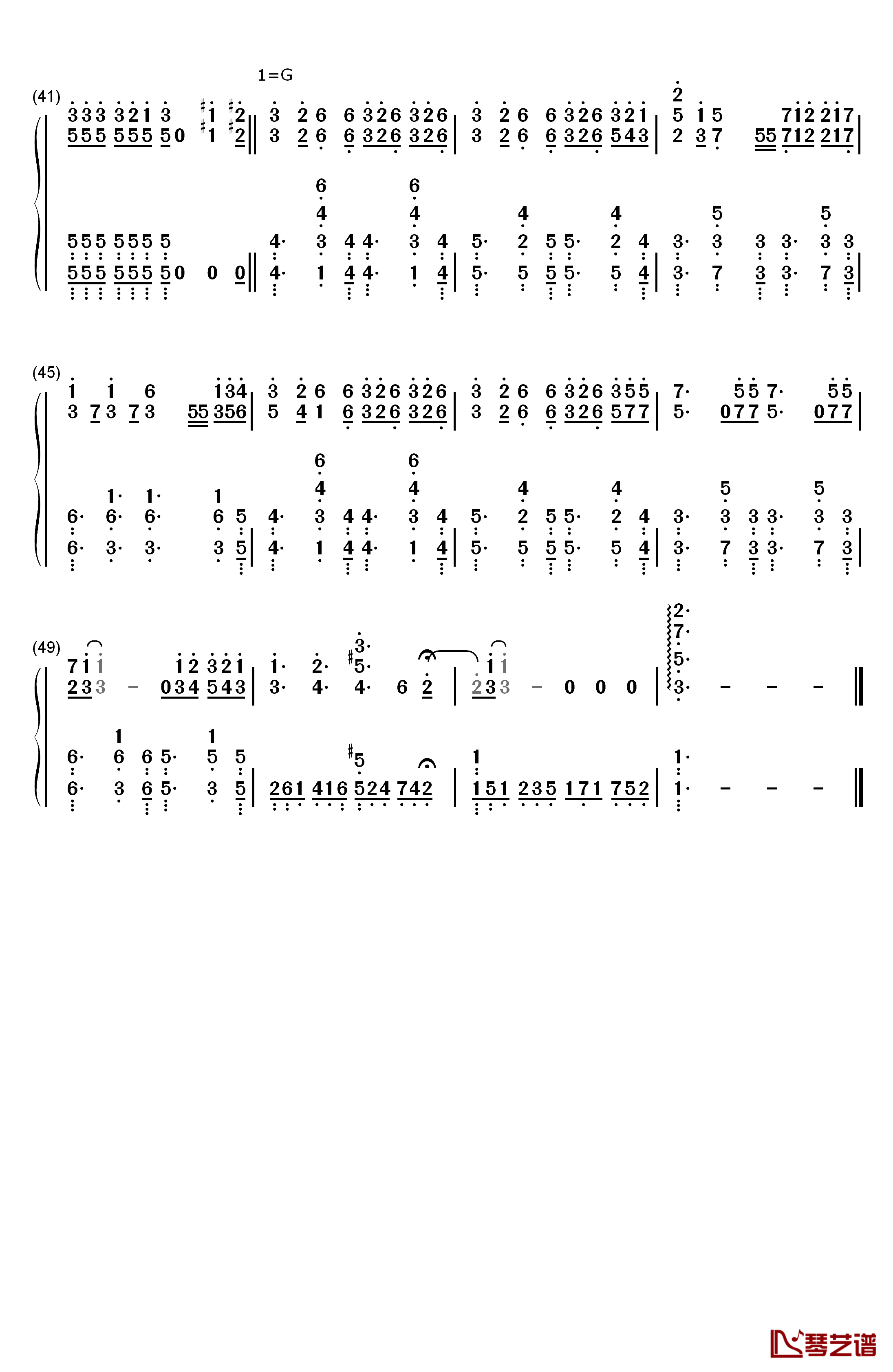 Wonderful U钢琴简谱-数字双手-AGA3