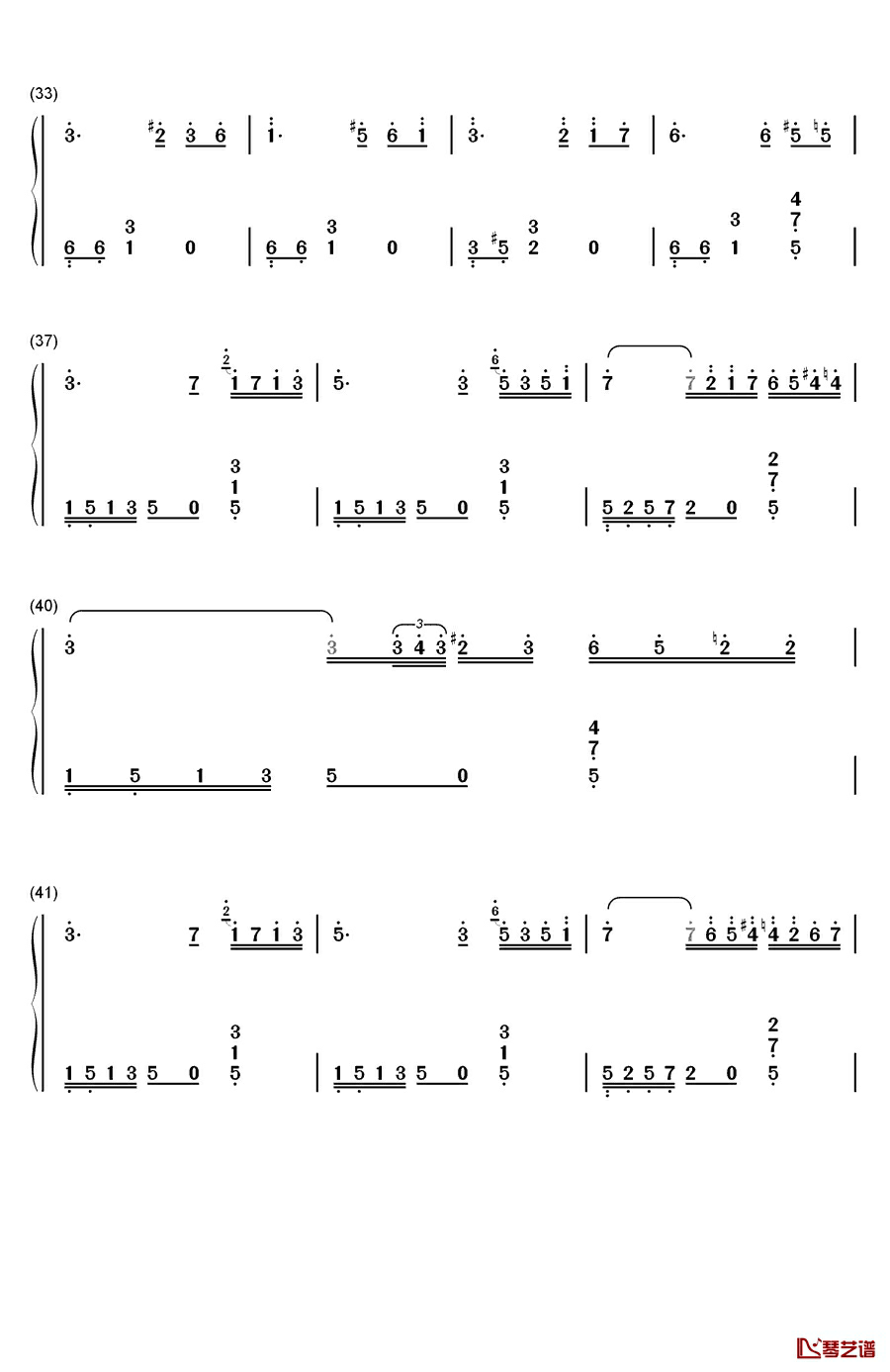 在草地上钢琴简谱-数字双手-利什内3