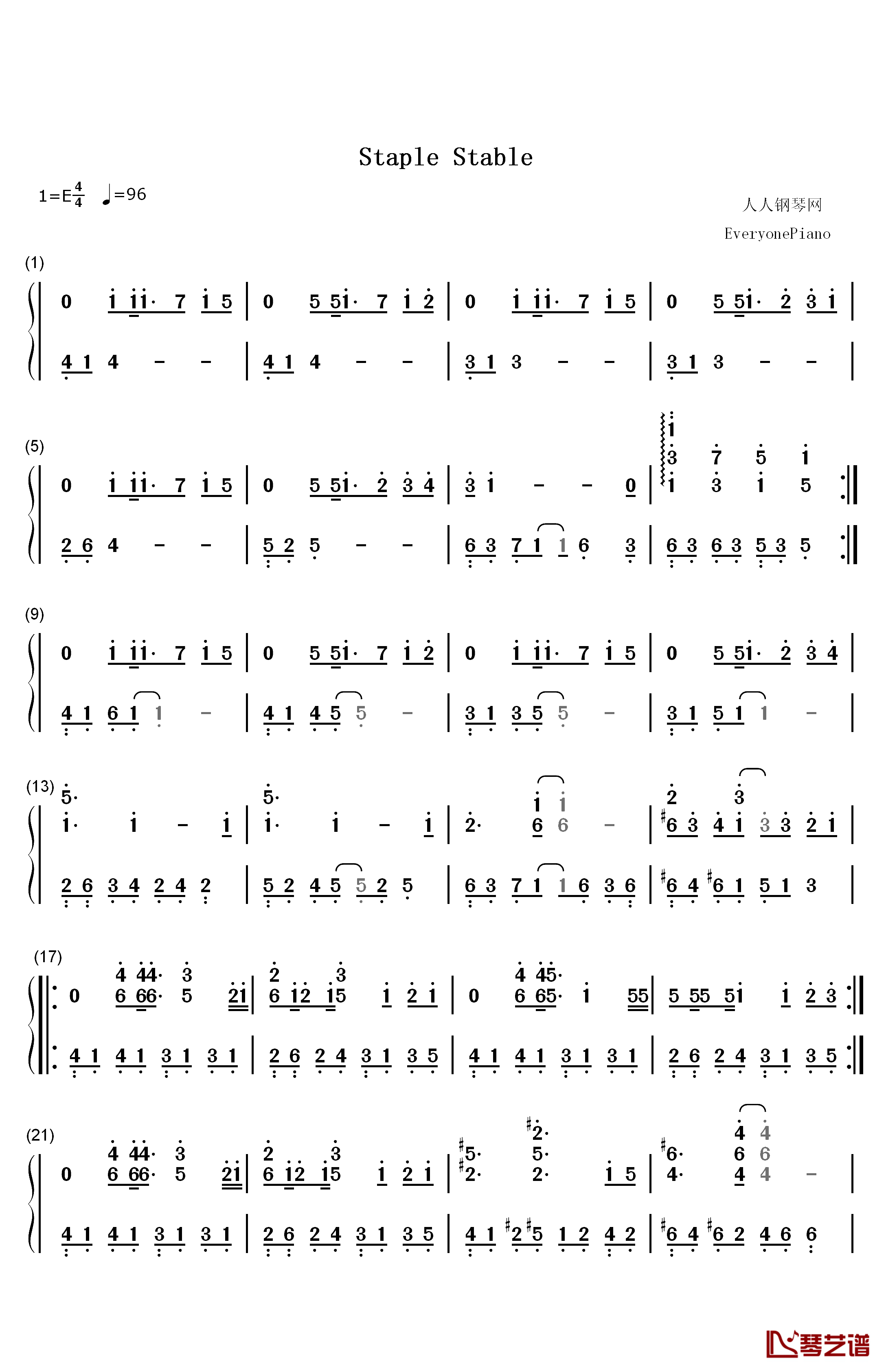 Staple Stable钢琴简谱-数字双手-斋藤千和1