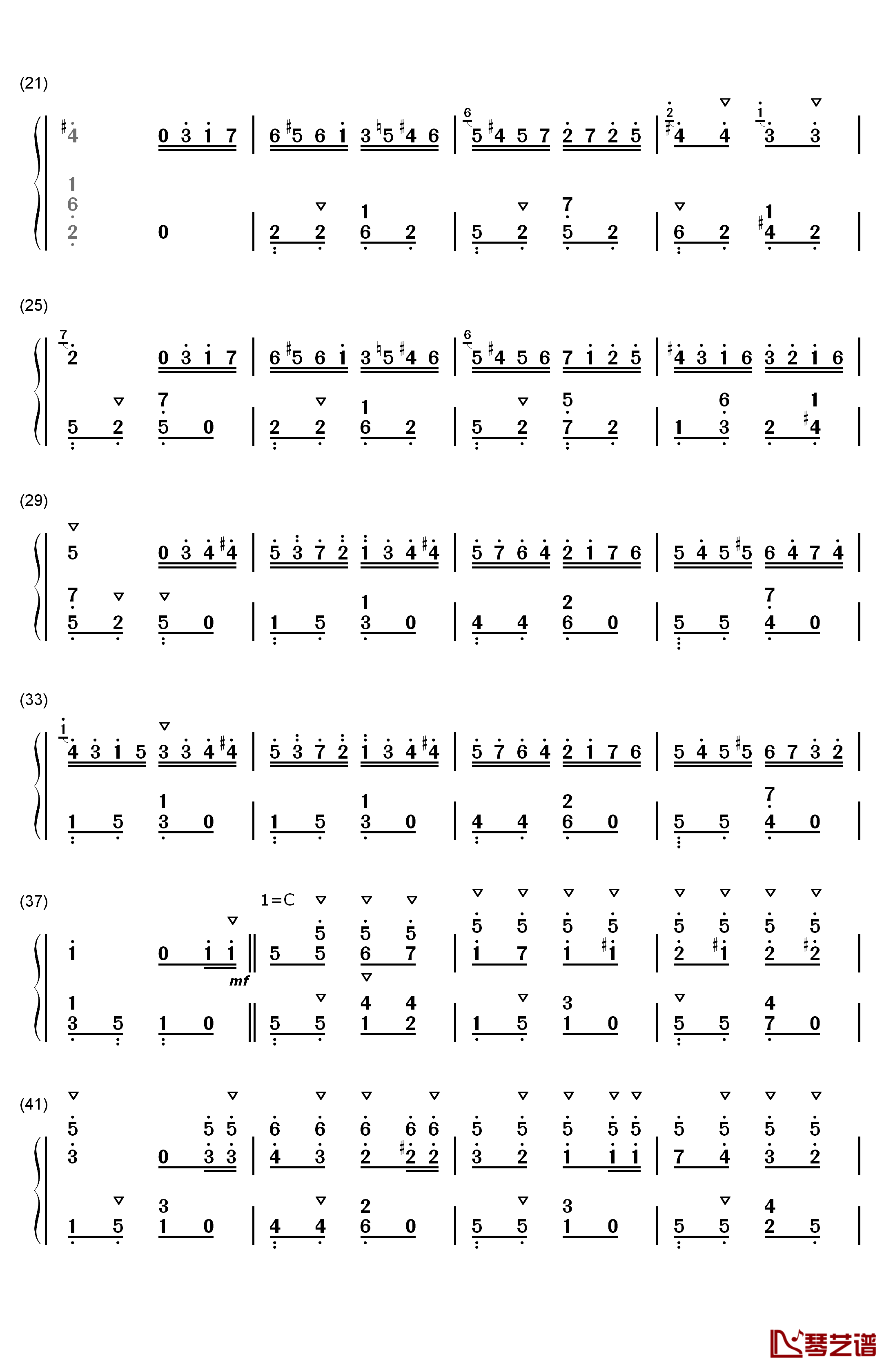 喷泉钢琴简谱-数字双手-卡尔博姆2