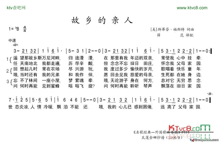 故乡的亲人简谱-Robert Shaw演唱1