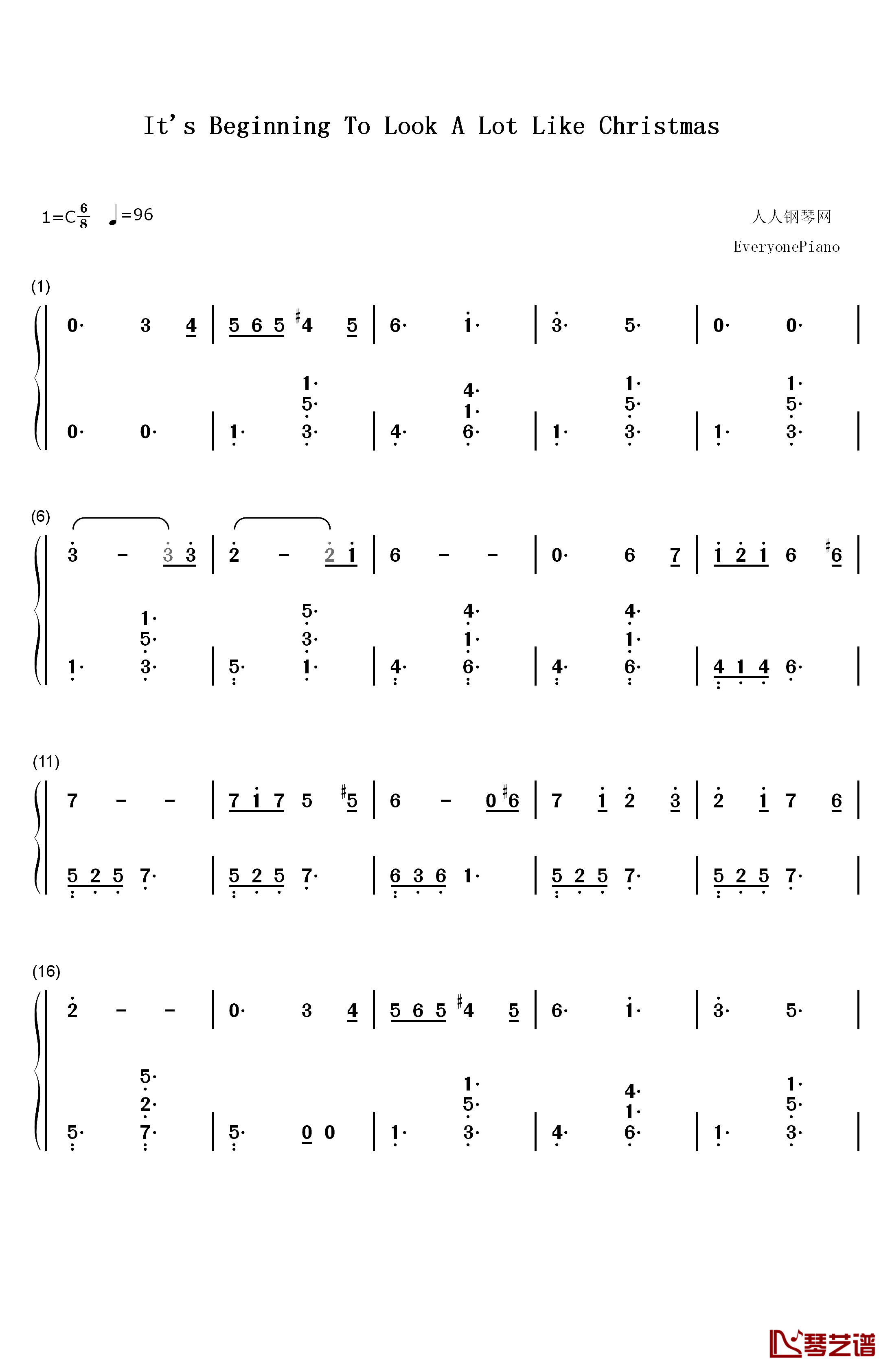 It's Beginning to Look a Lot Like Christmas钢琴简谱-数字双手-Meredith Willson1