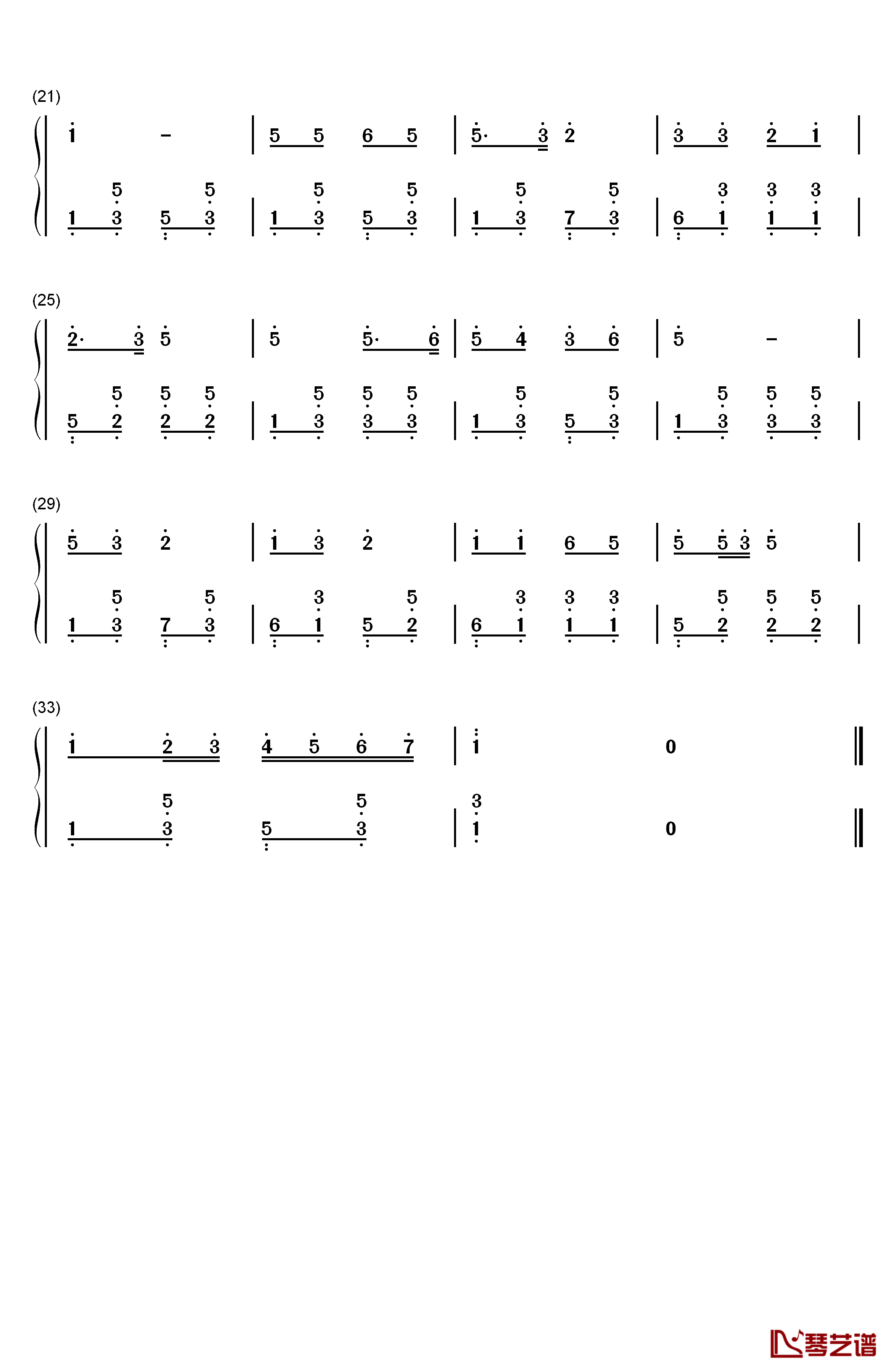 快乐的节日钢琴简谱-数字双手-李群2