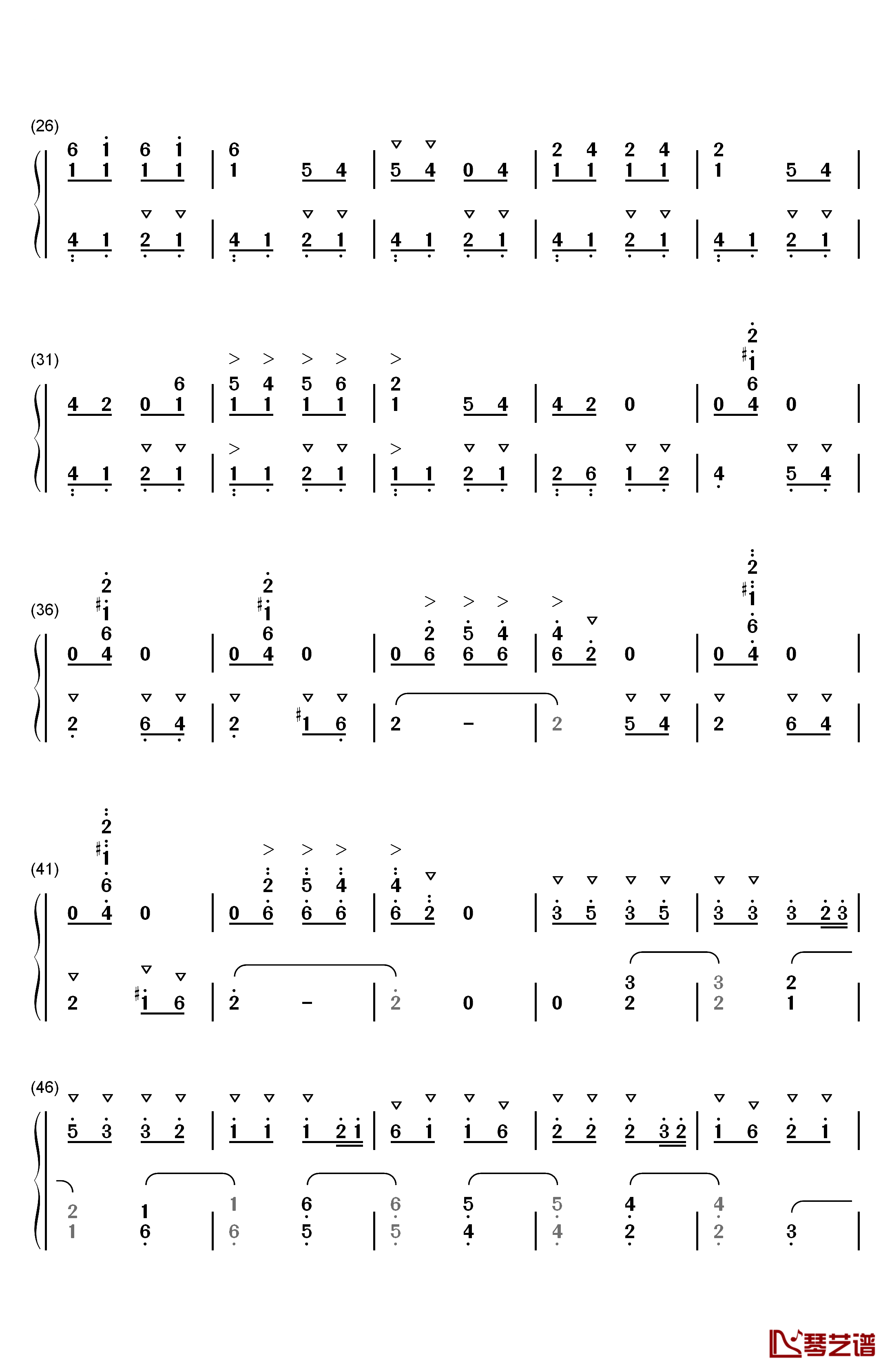 逗豆钢琴简谱-数字双手-谭盾2