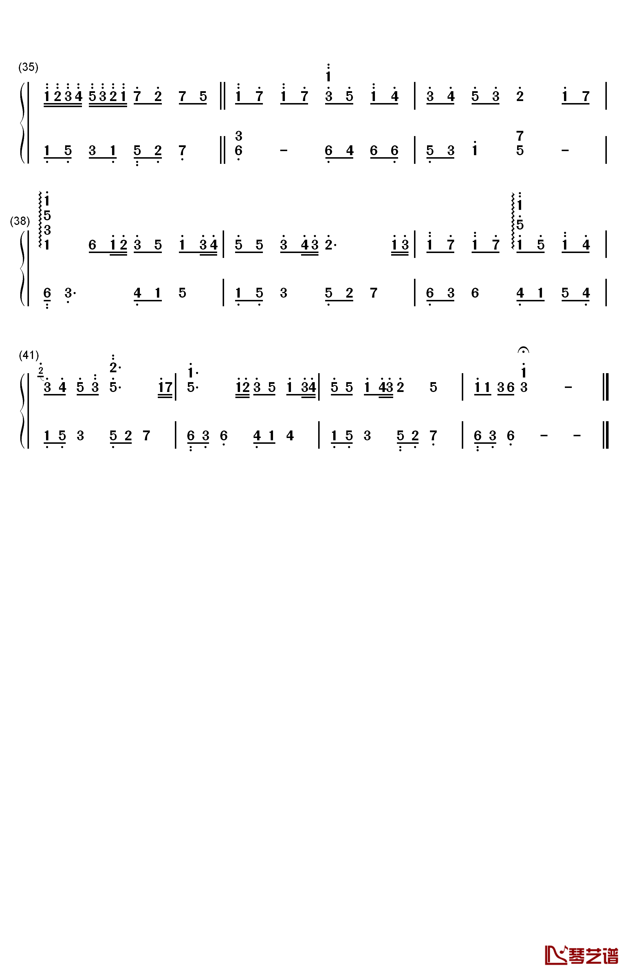 你的心河钢琴简谱-数字双手-李闰珉3