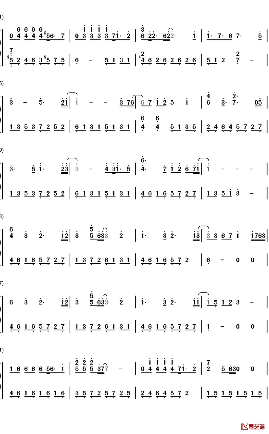 はじまりの呗钢琴简谱-数字双手-ALcot2