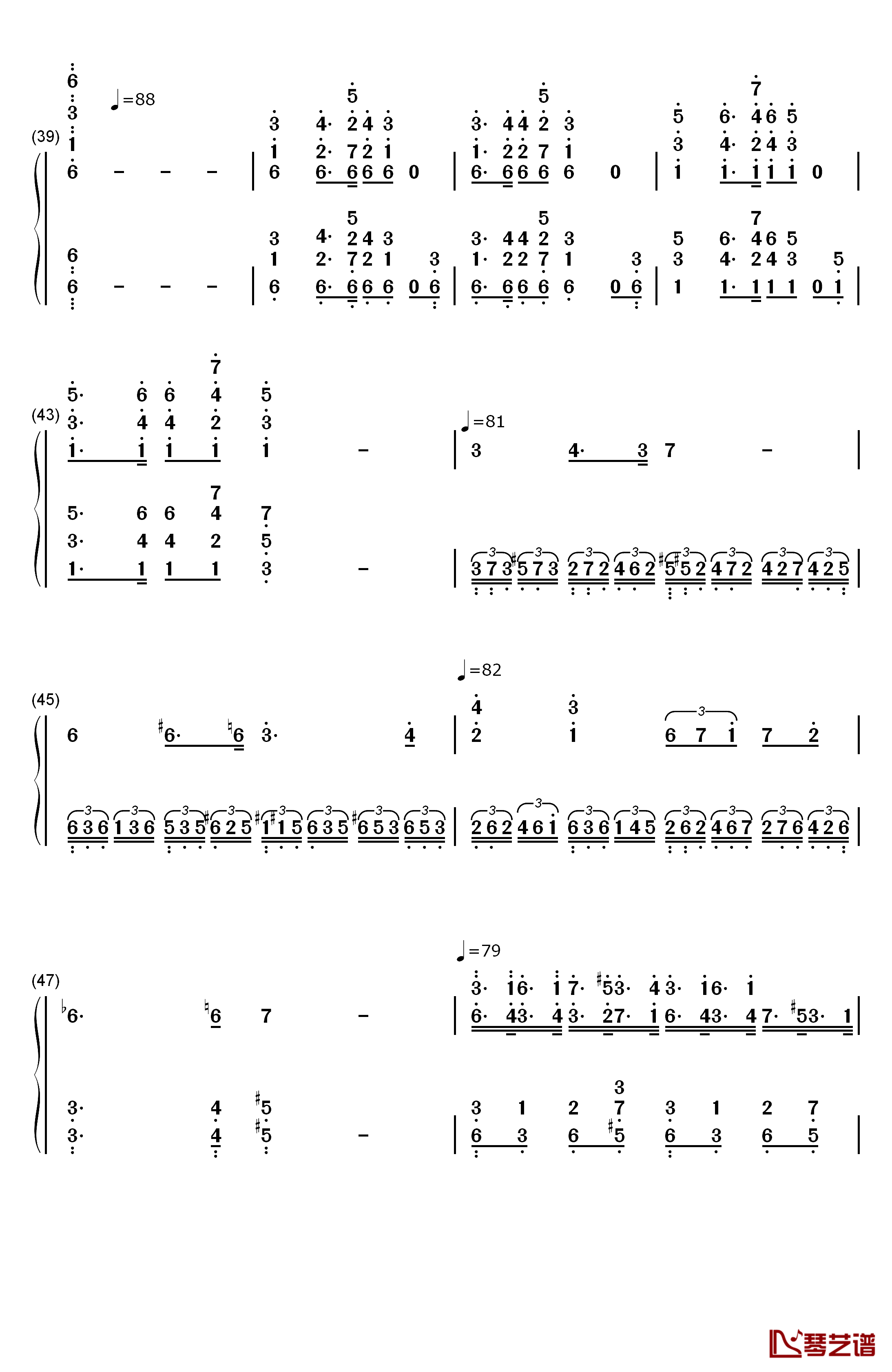 葛里格钢琴变奏曲钢琴简谱-数字双手-爱德华·格里格6