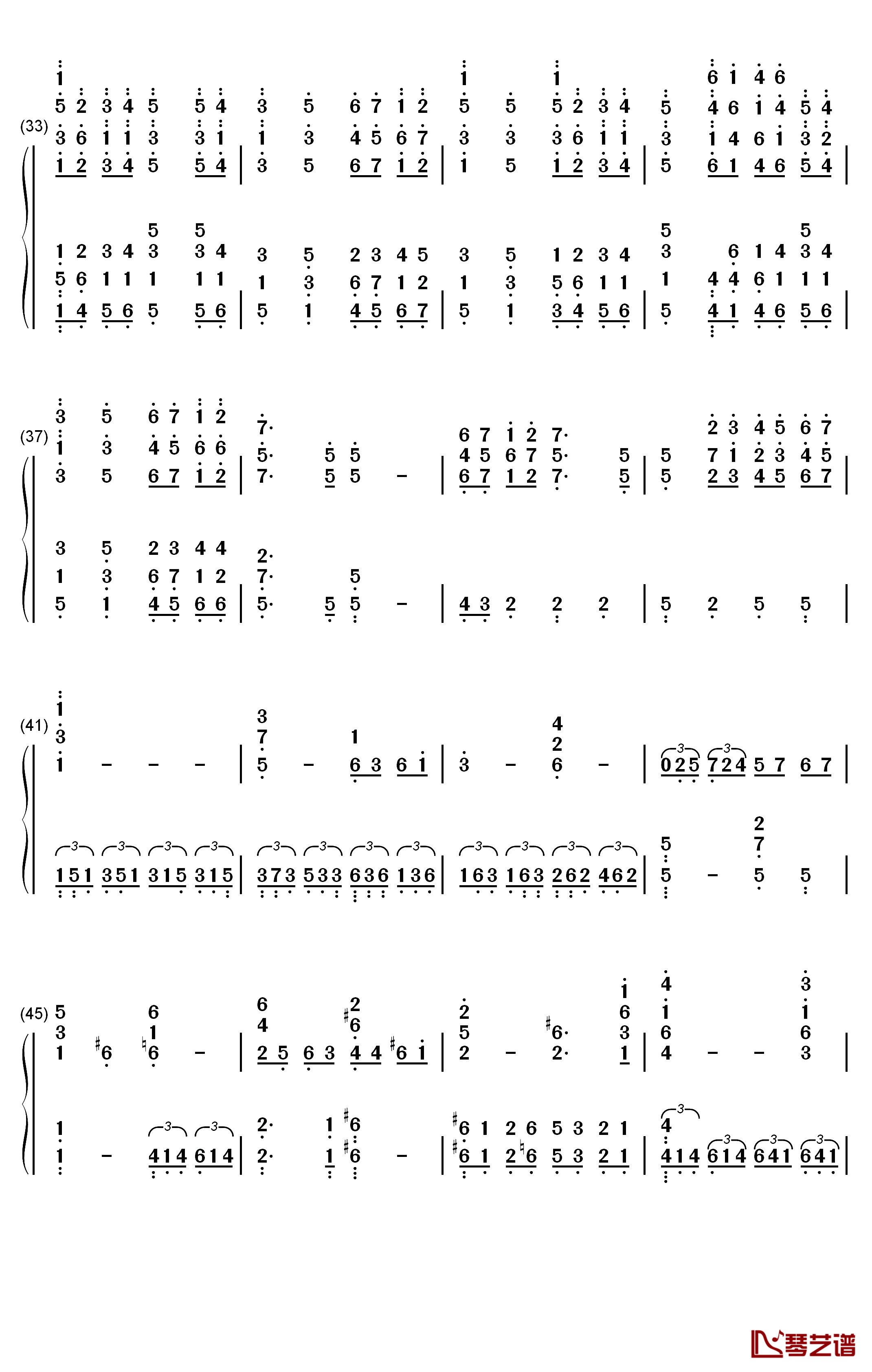 嘎俄丽泰钢琴简谱-数字双手-黎英海3