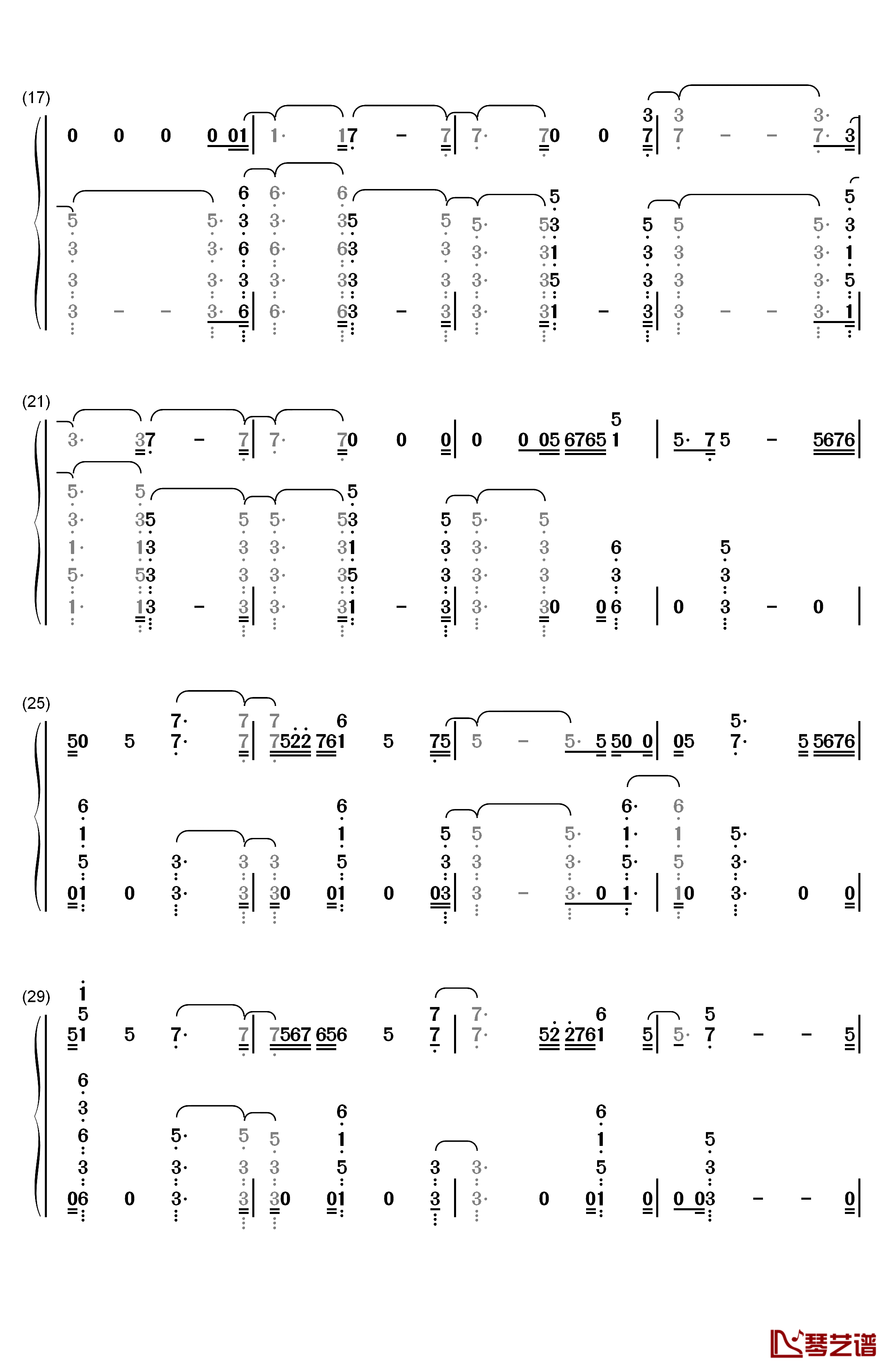 Let You Down钢琴简谱-数字双手-NF2