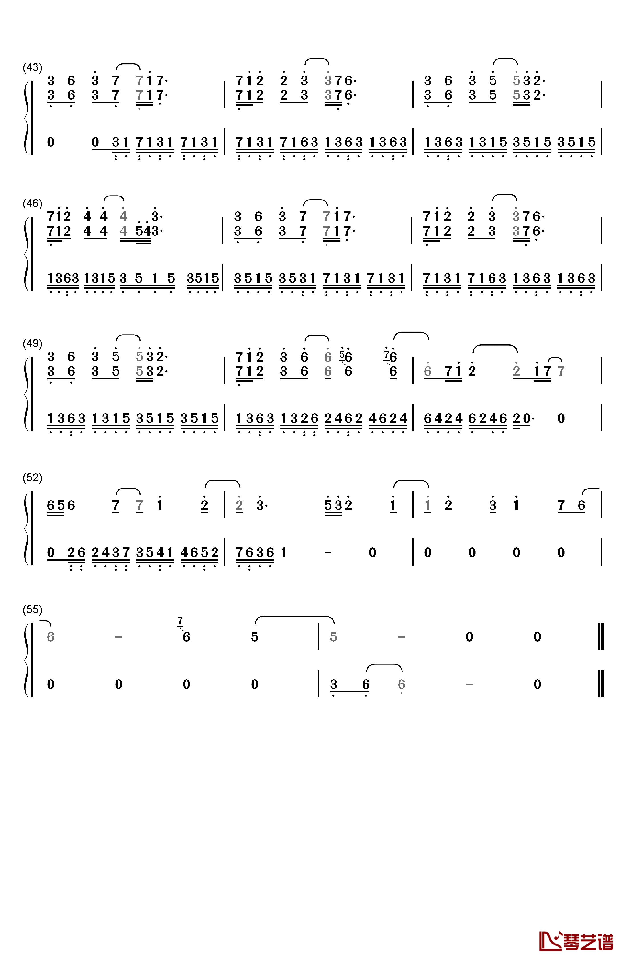 疤痕钢琴简谱-数字双手-麦振鸿3