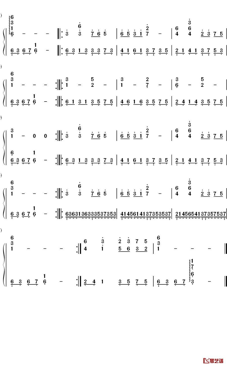 伤声钢琴简谱-数字双手-许嵩3