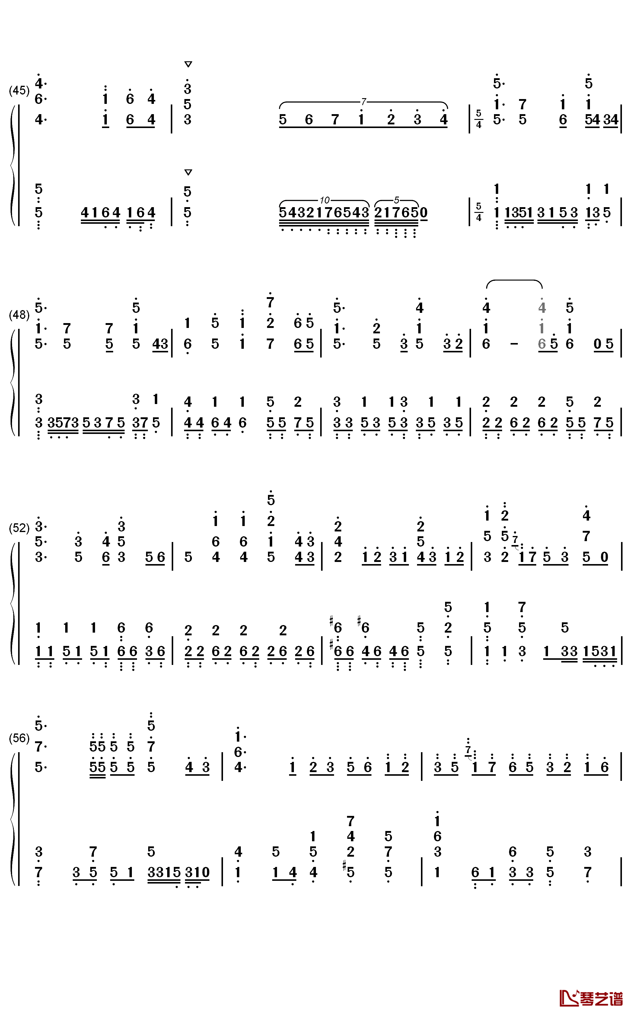 真っ白钢琴简谱-数字双手-诸星堇4