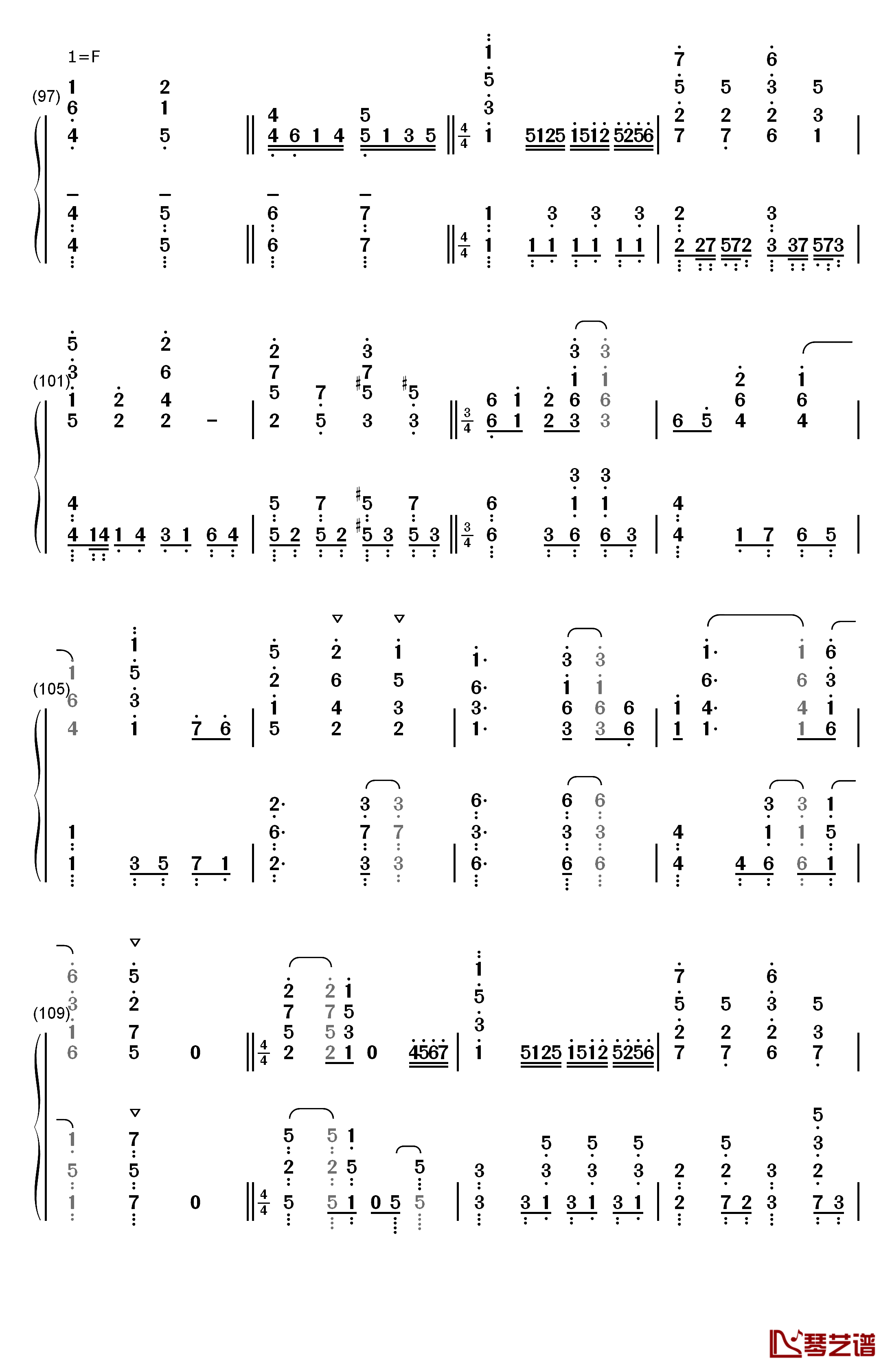 Lamp钢琴简谱-数字双手-Cö shu Nie7