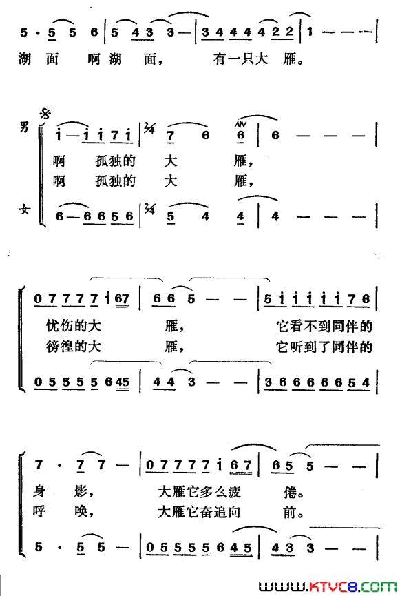 孤独的大雁电影《街市流行曲》插曲简谱1