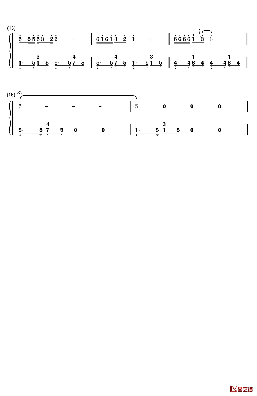 山不转水转钢琴简谱-数字双手-那英2