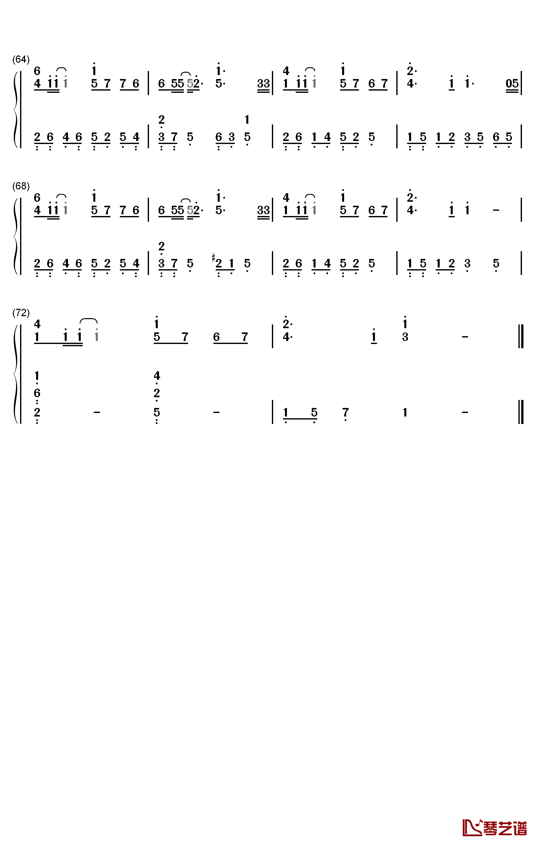 华生钢琴简谱-数字双手-陈绮贞4