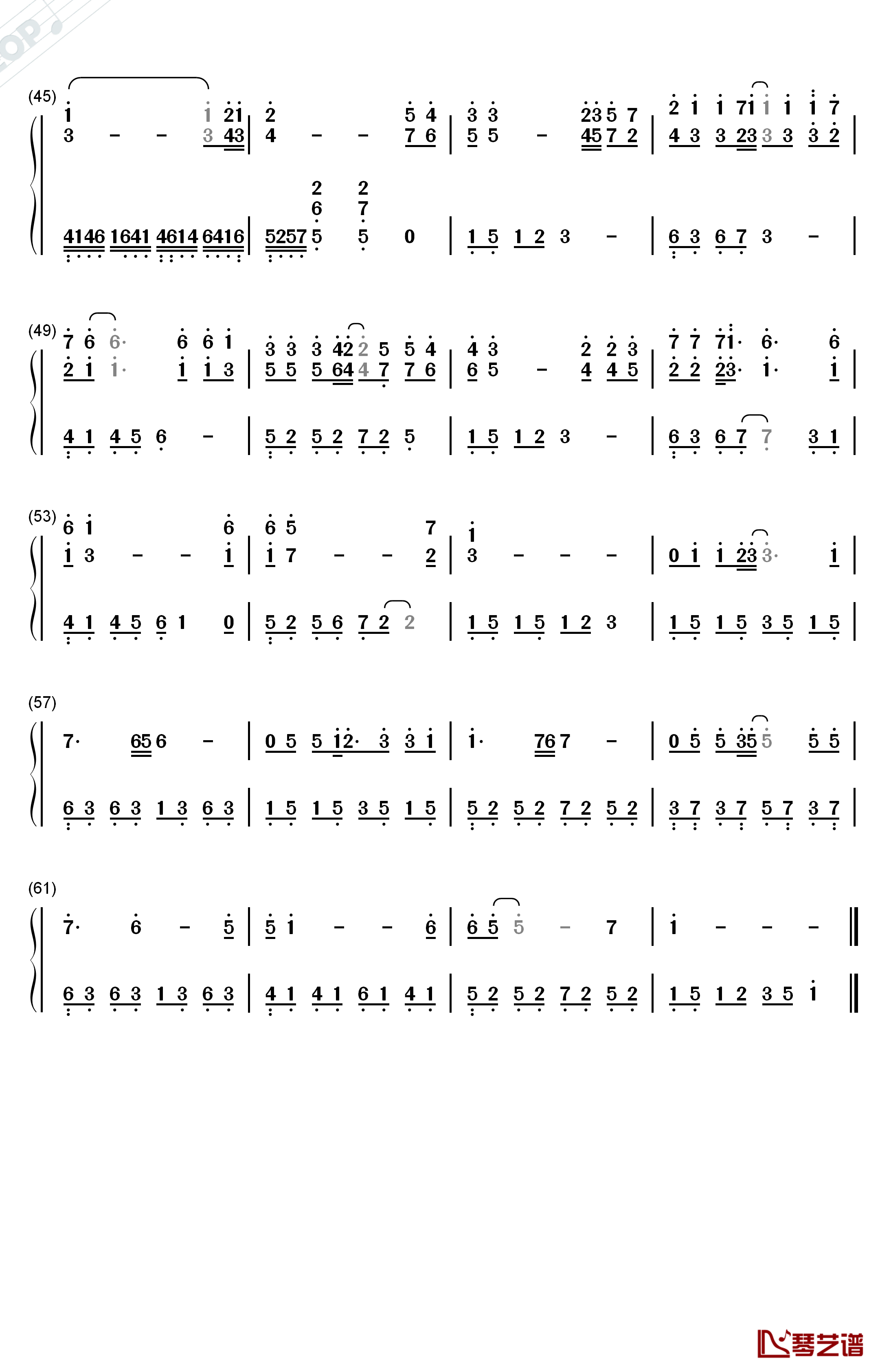 玻璃之情钢琴简谱-数字双手-张国荣3