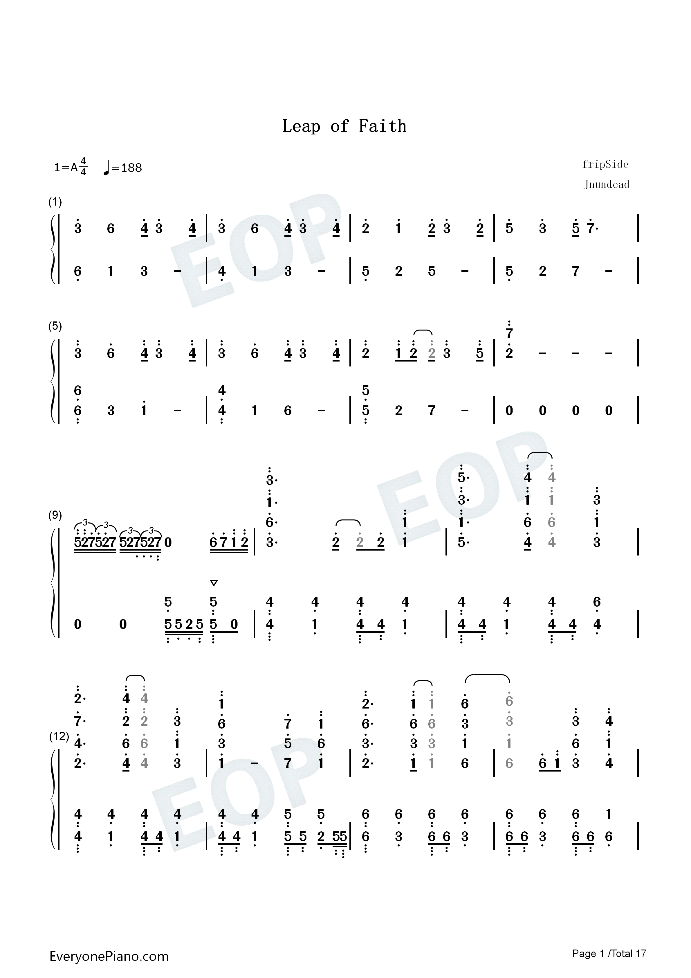 Leap of faith钢琴简谱-fripSide演唱1