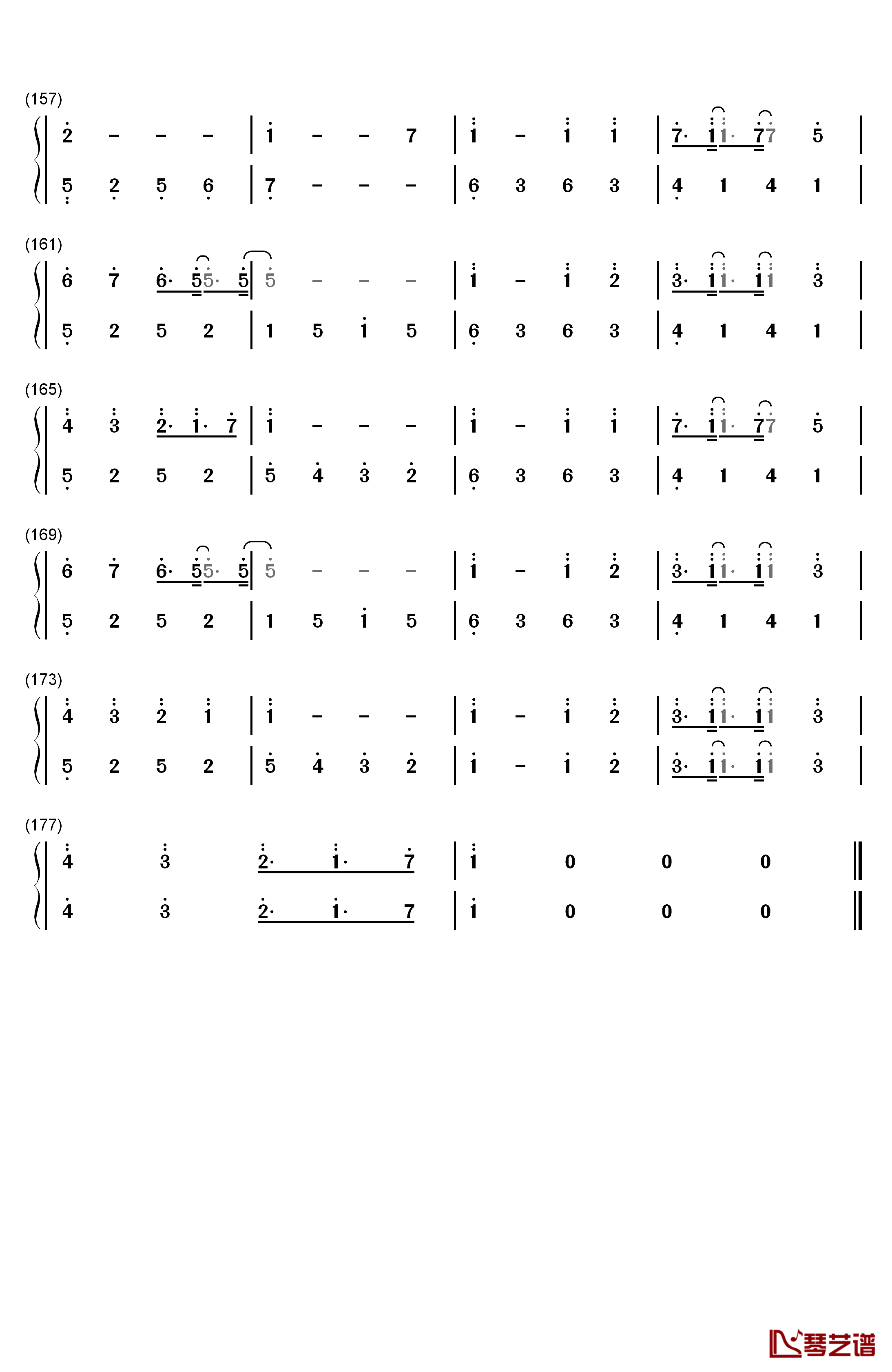 吉原哀歌钢琴简谱-数字双手-亚沙6