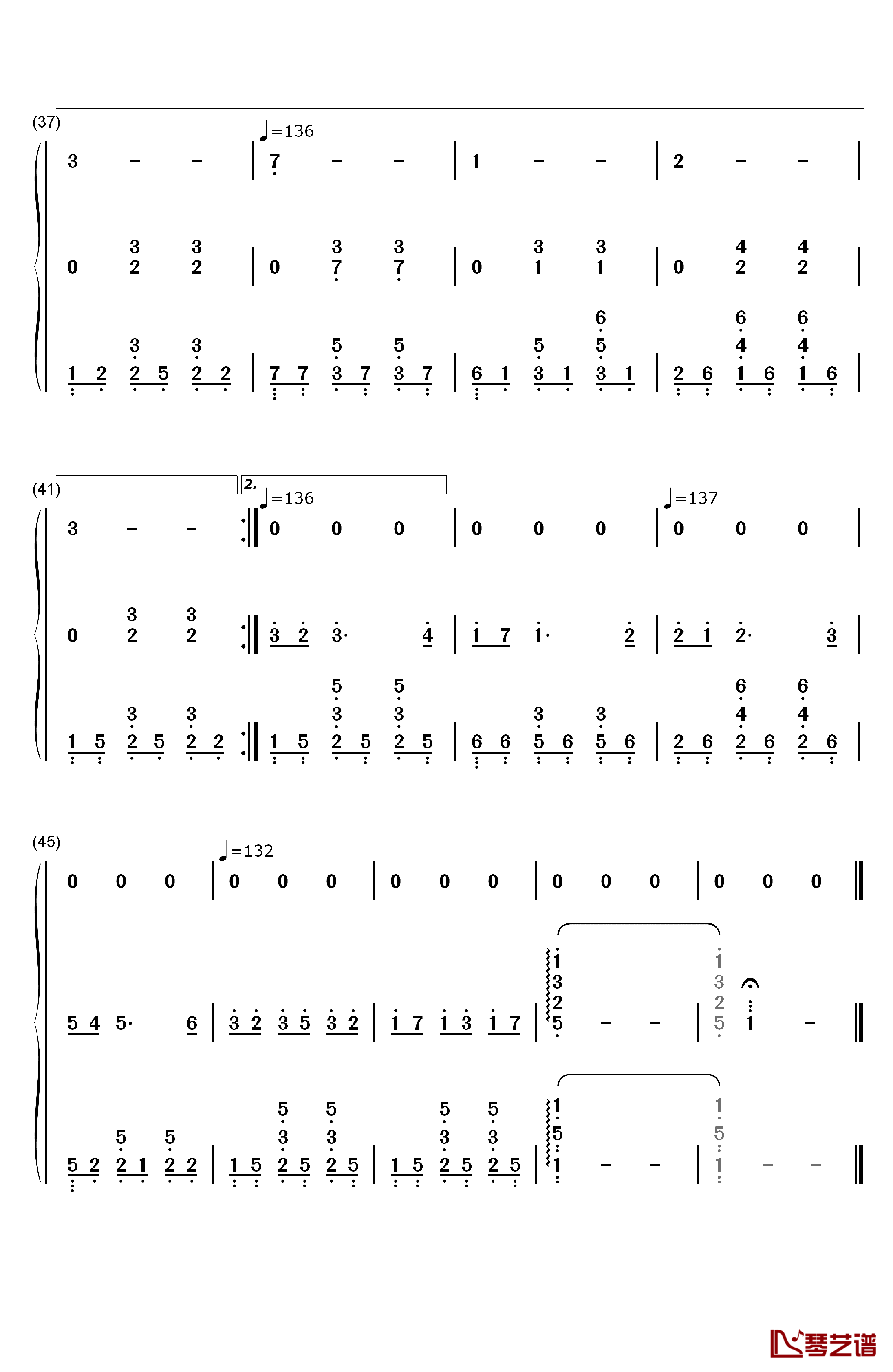 Cerf钢琴简谱-数字双手-Bruno Coulais4