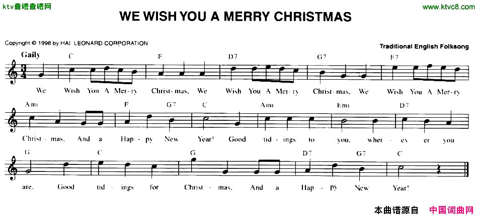 WEWISHYOUMERRYCHRISTMAS简谱1