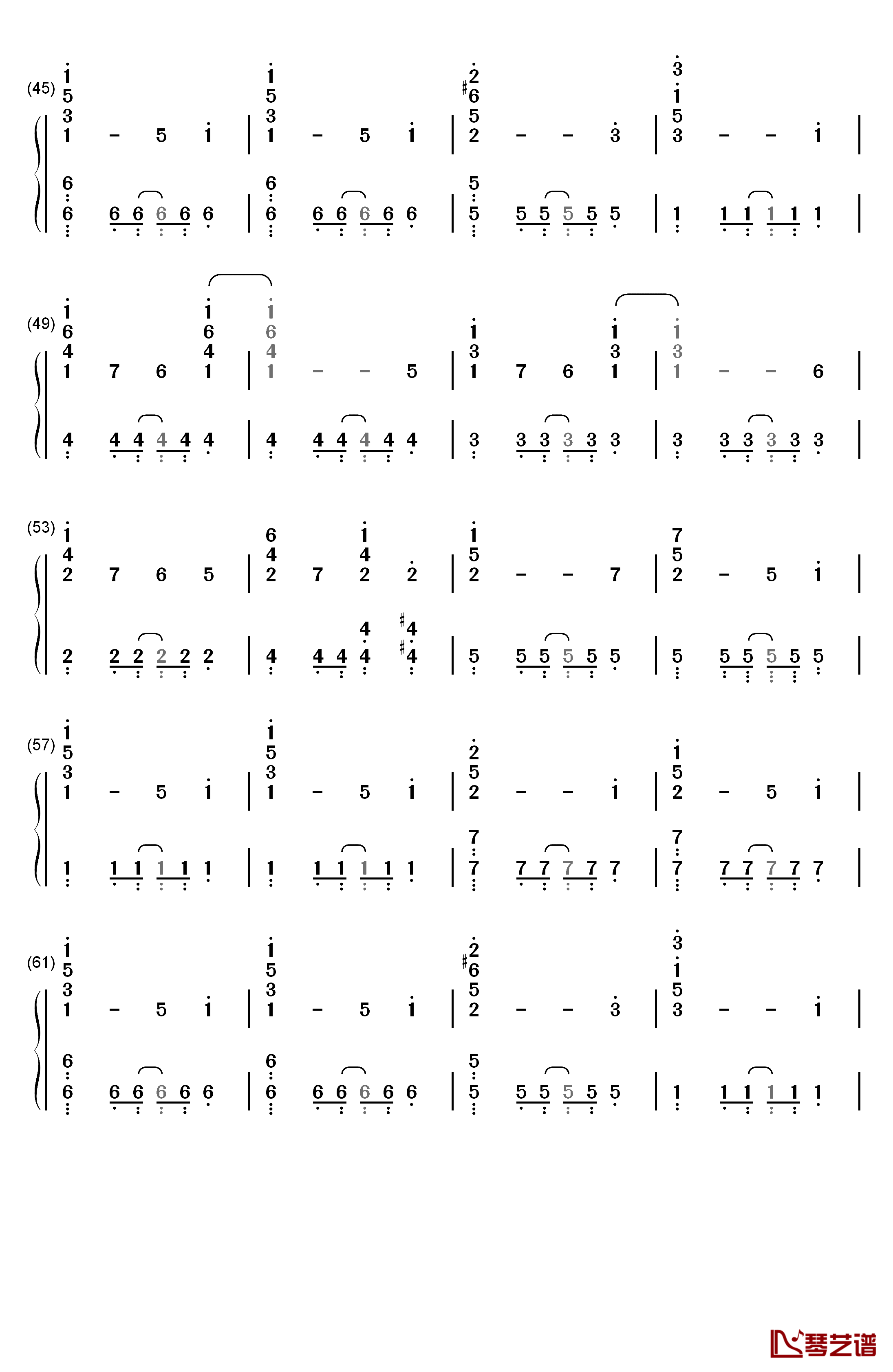 U&I钢琴简谱-数字双手-平泽唯3