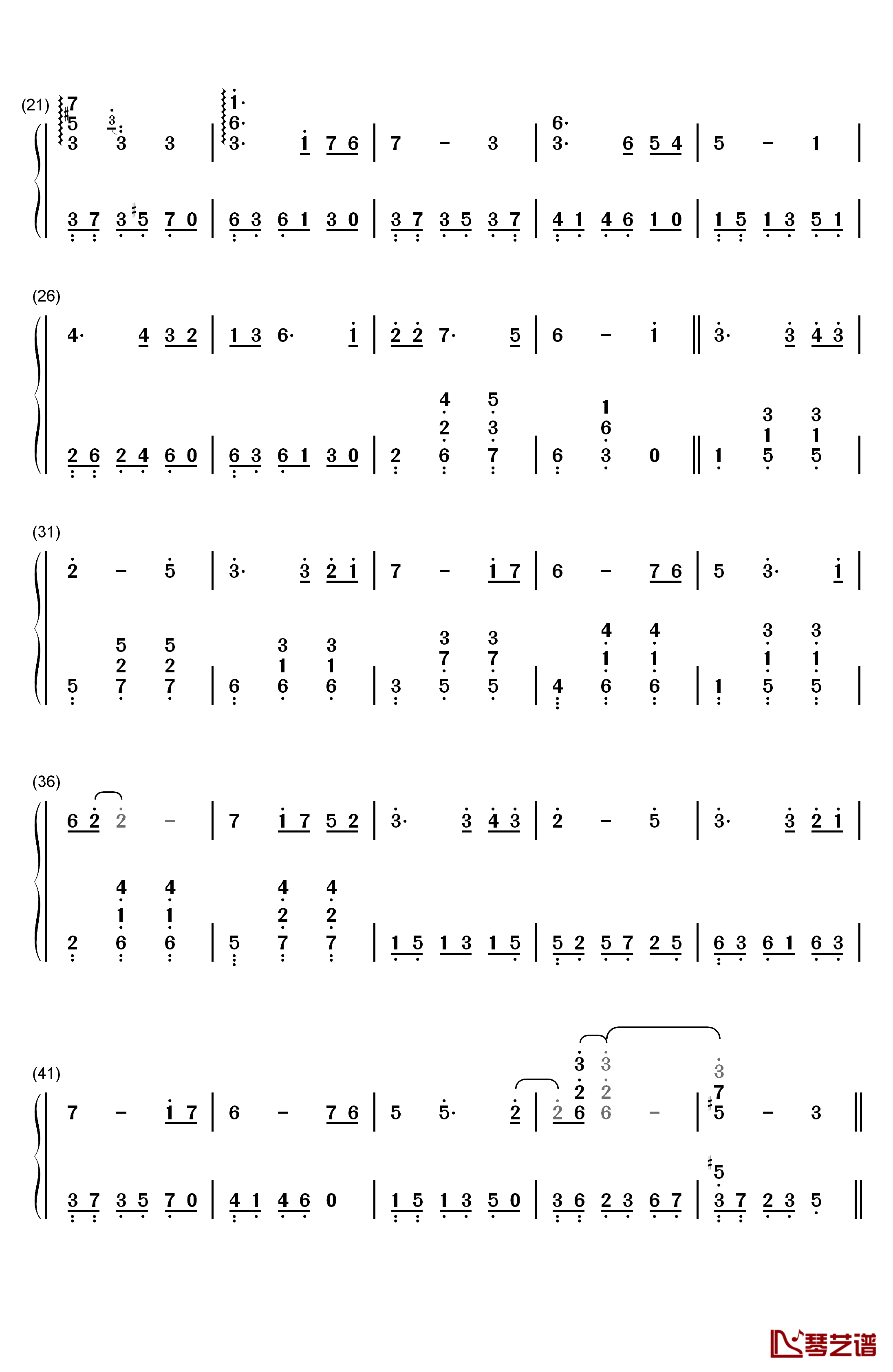 别了夏天钢琴简谱-数字双手-手嶌葵2