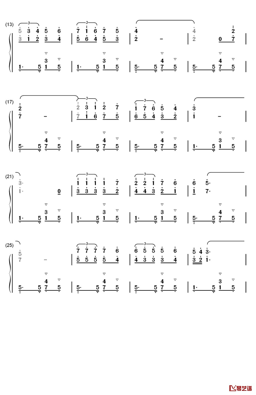 鸽子钢琴简谱-数字双手-伊拉蒂尔2