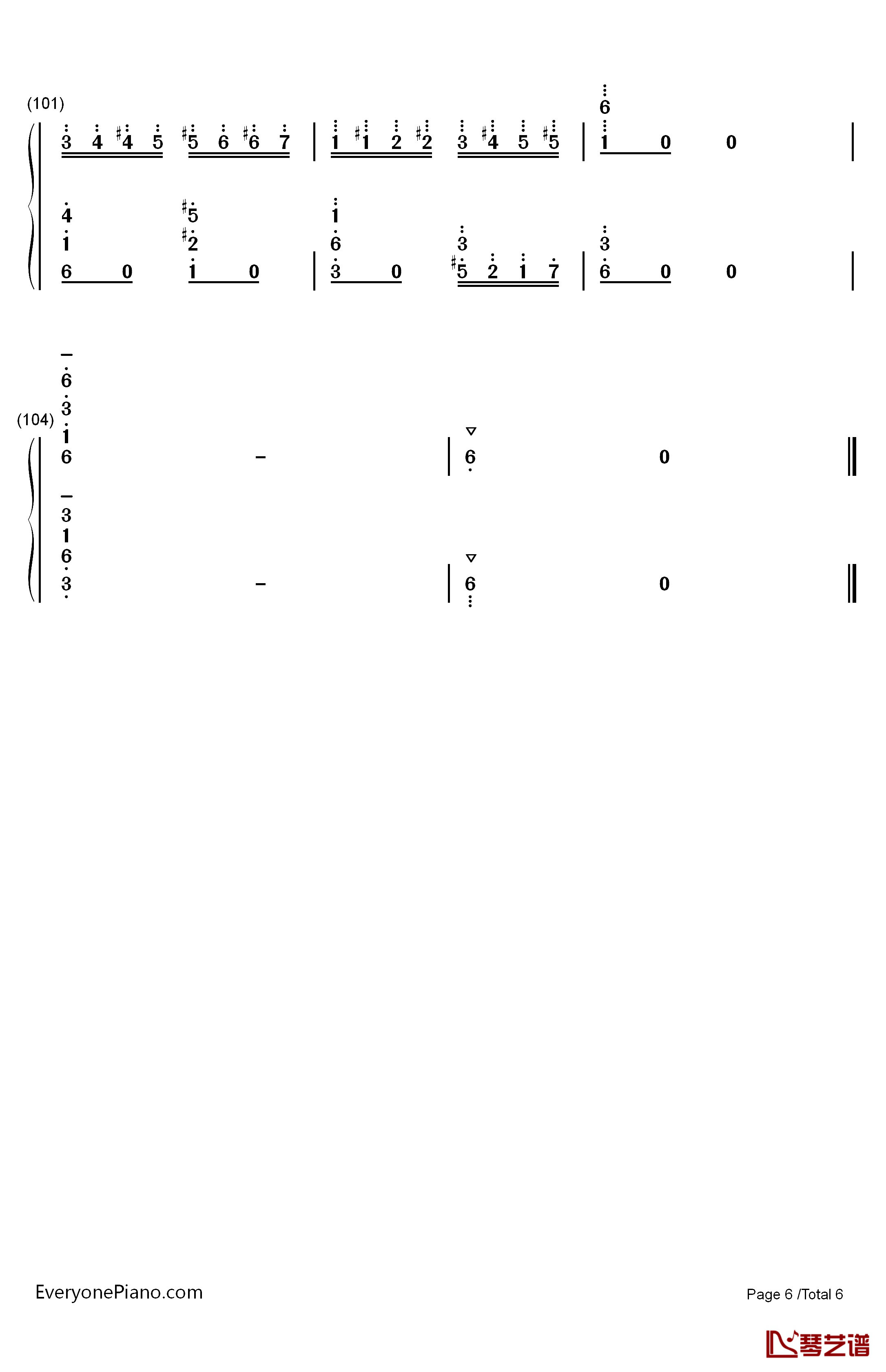 野蜂飞舞钢琴简谱-数字双手-马克西姆6