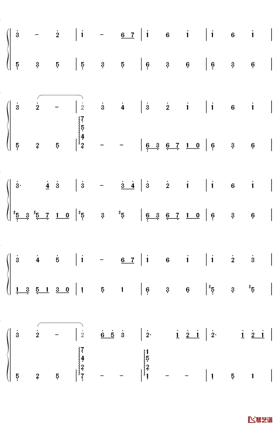 君とずっと…钢琴简谱-数字双手-yu-yu5