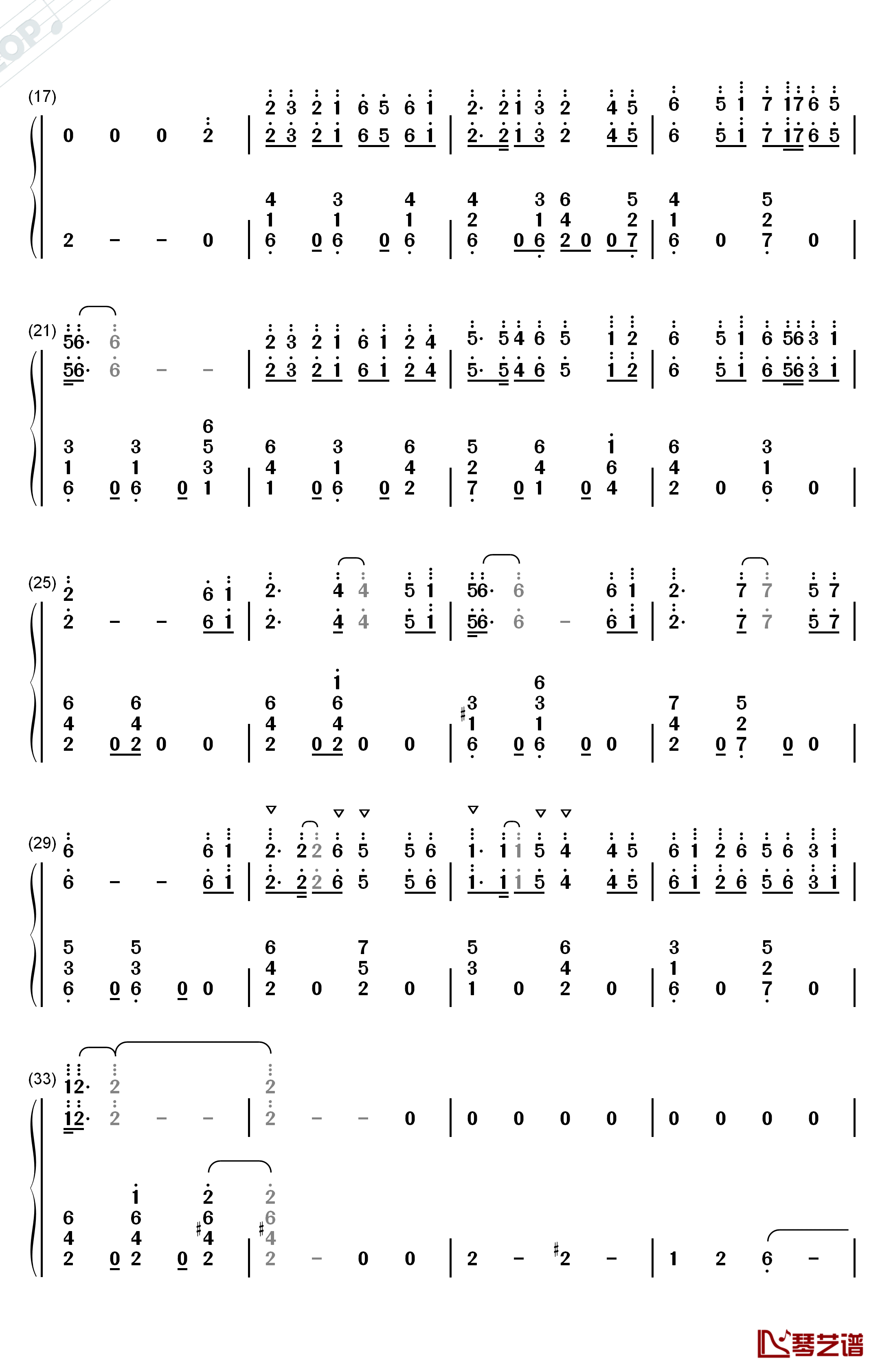 双面燕洵钢琴简谱-数字双手-谭旋2