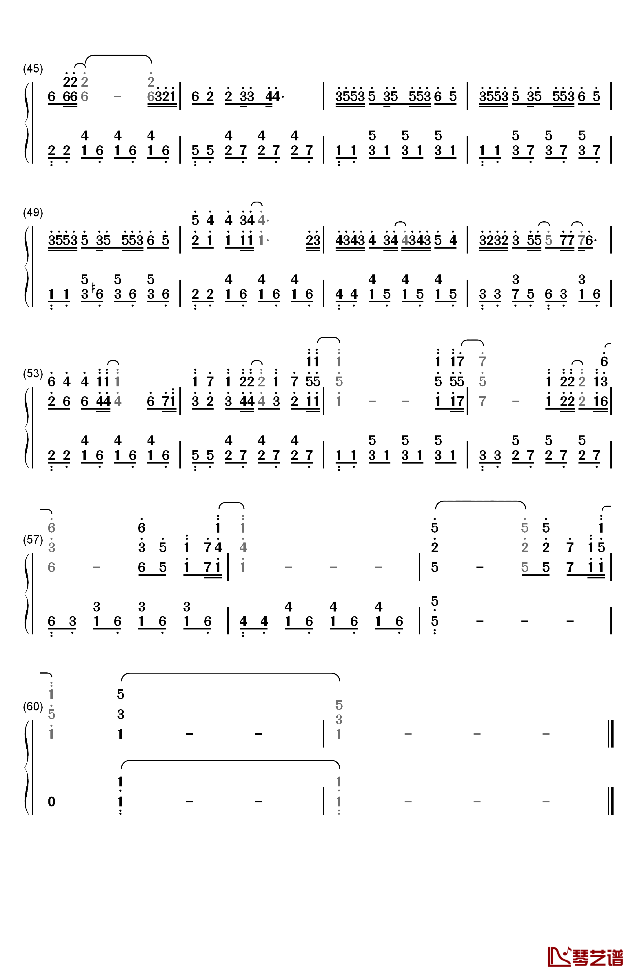 昨日青空钢琴简谱-数字双手-尤长靖3