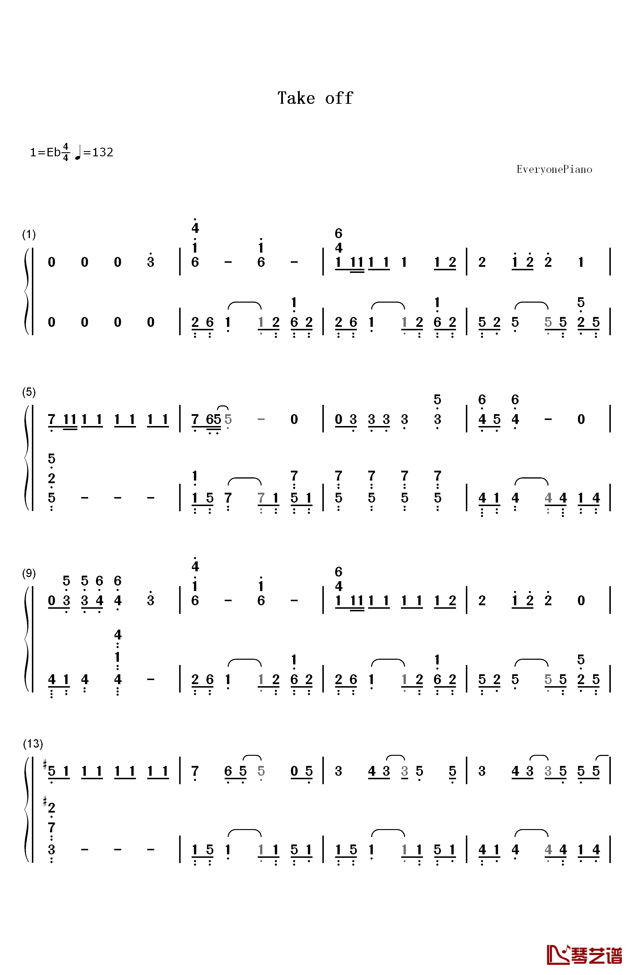 Take Off钢琴简谱-数字双手-2PM1