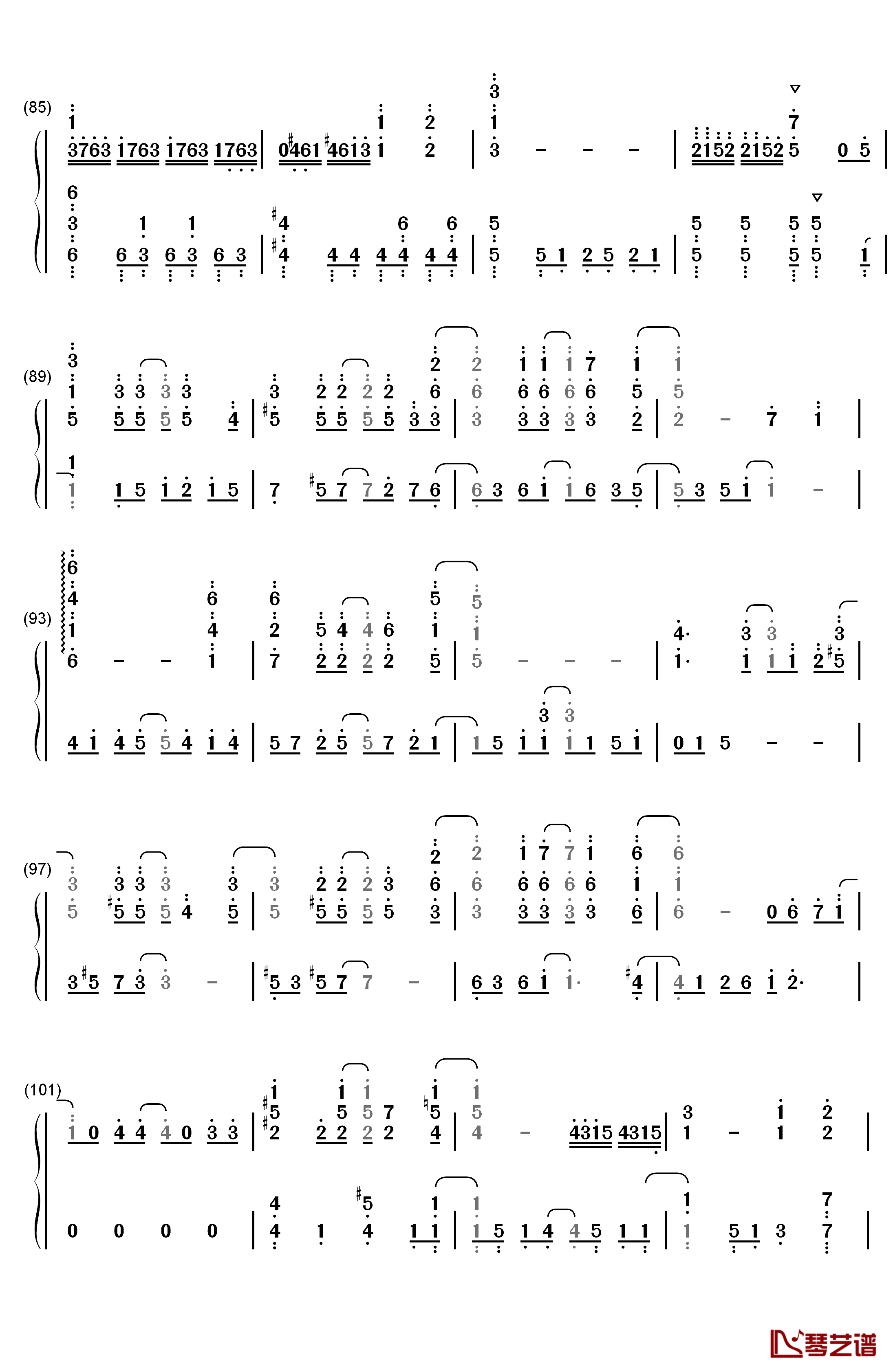 地球最后の告白を钢琴简谱-数字双手-GUMI6