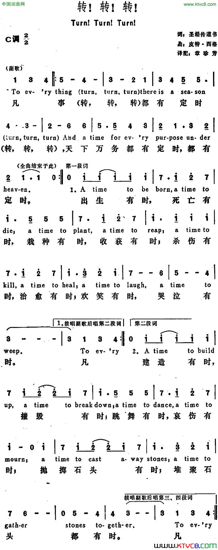 [美]转！转！转！Turn！Turn！Turn！[美]转！转！转！Turn！Turn！Turn ！简谱1