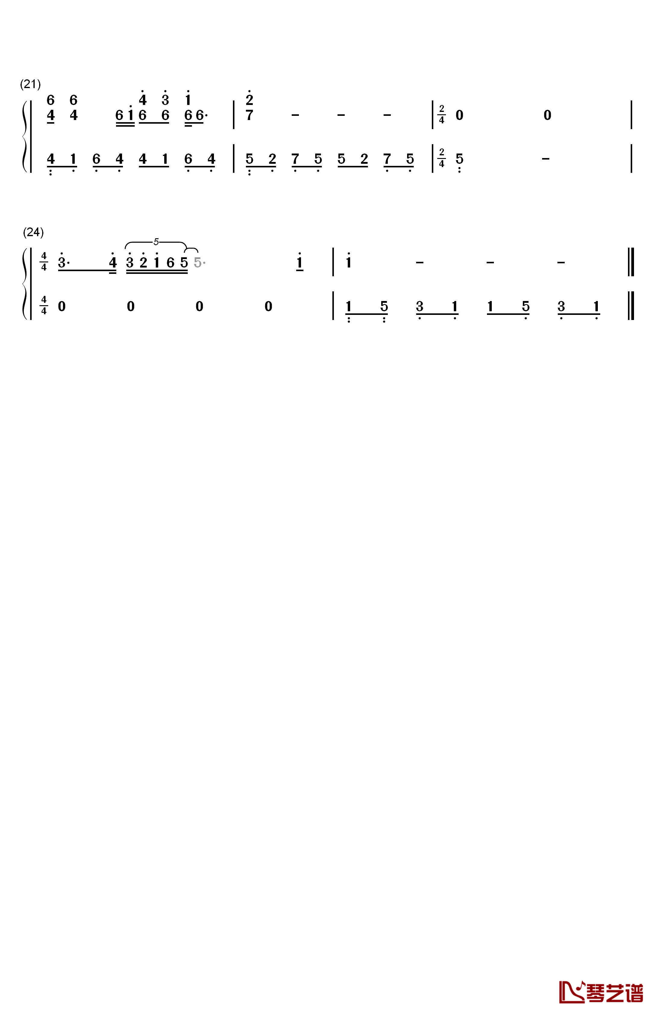 等待钢琴简谱-数字双手-韩磊2