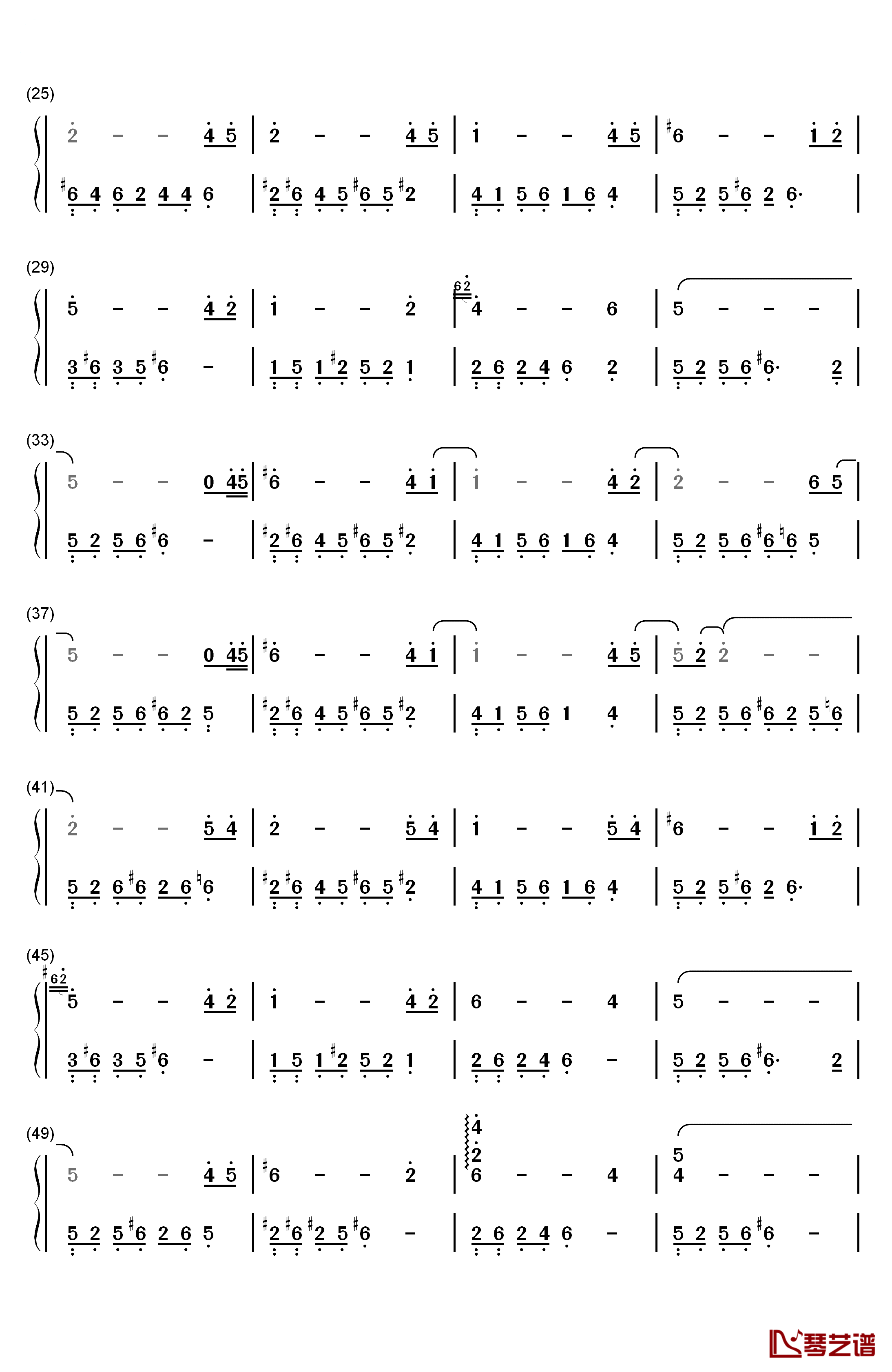 忘了我爱你钢琴简谱-数字双手-石进2