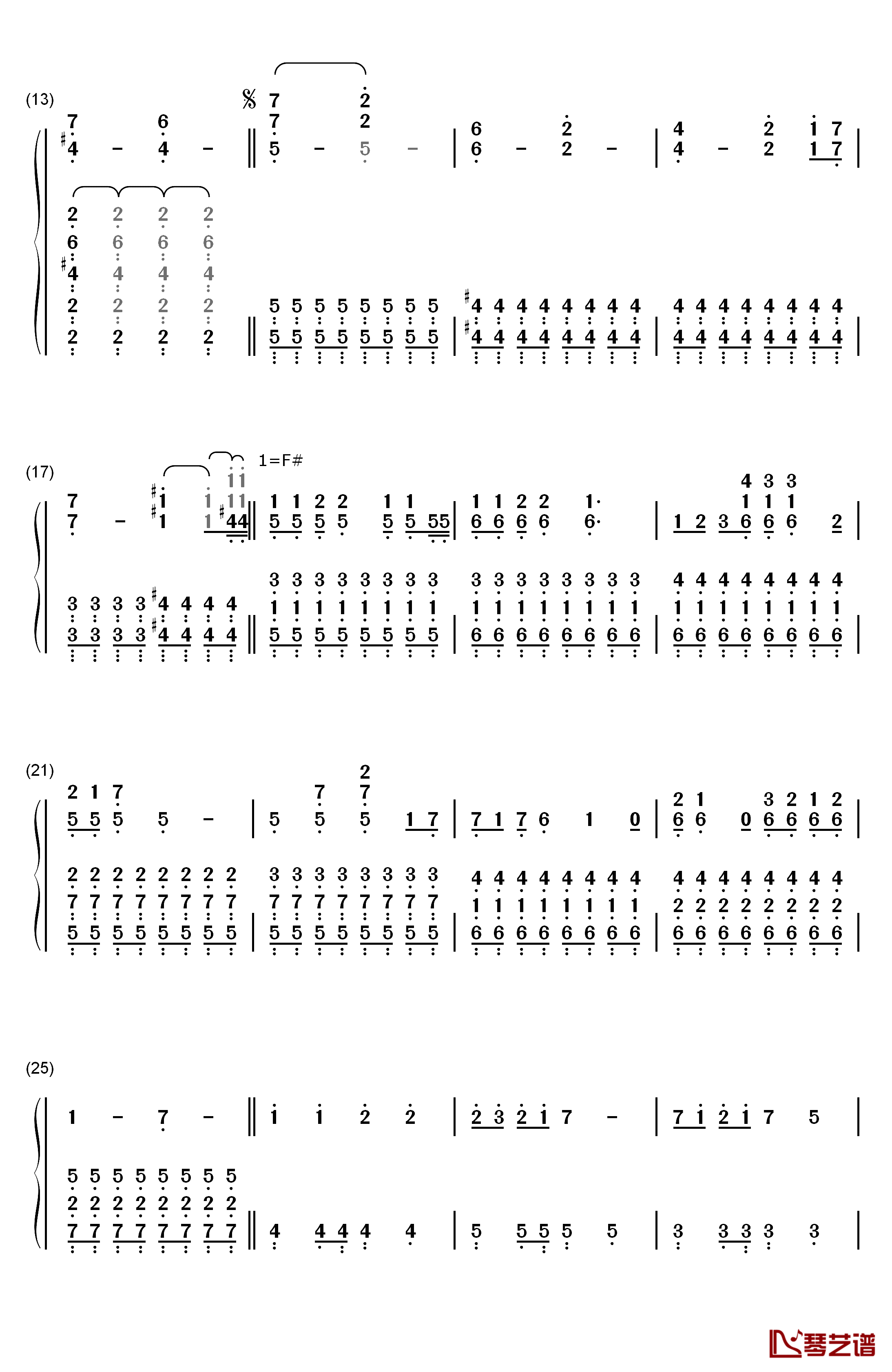 ホーリーナイト钢琴简谱-数字双手-逢坂大河&川嶋亚美2