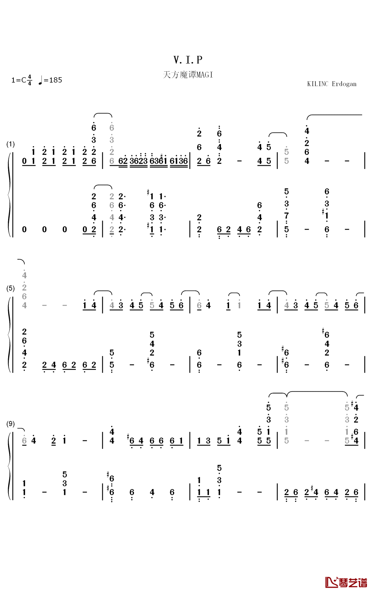 V.I.P钢琴简谱-数字双手-SID1