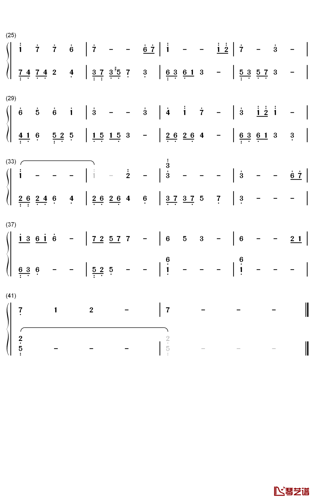 结伴钢琴简谱-数字双手-崔子格 多亮2