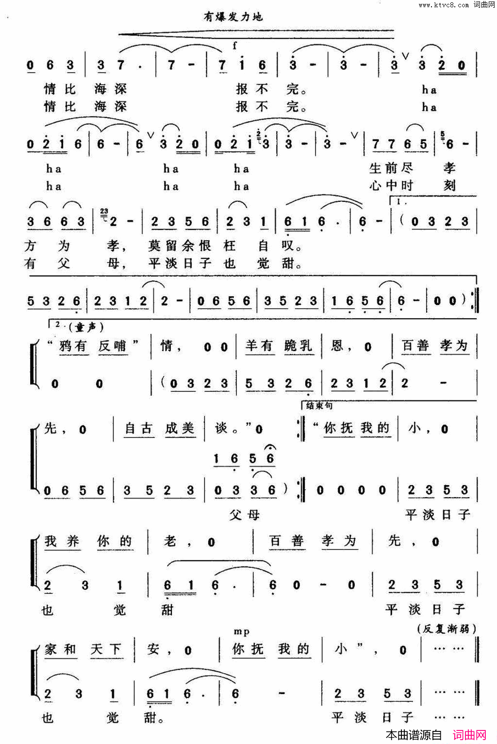 百善孝为先鲁小平词李小平曲百善孝为先鲁小平词 李小平曲简谱1