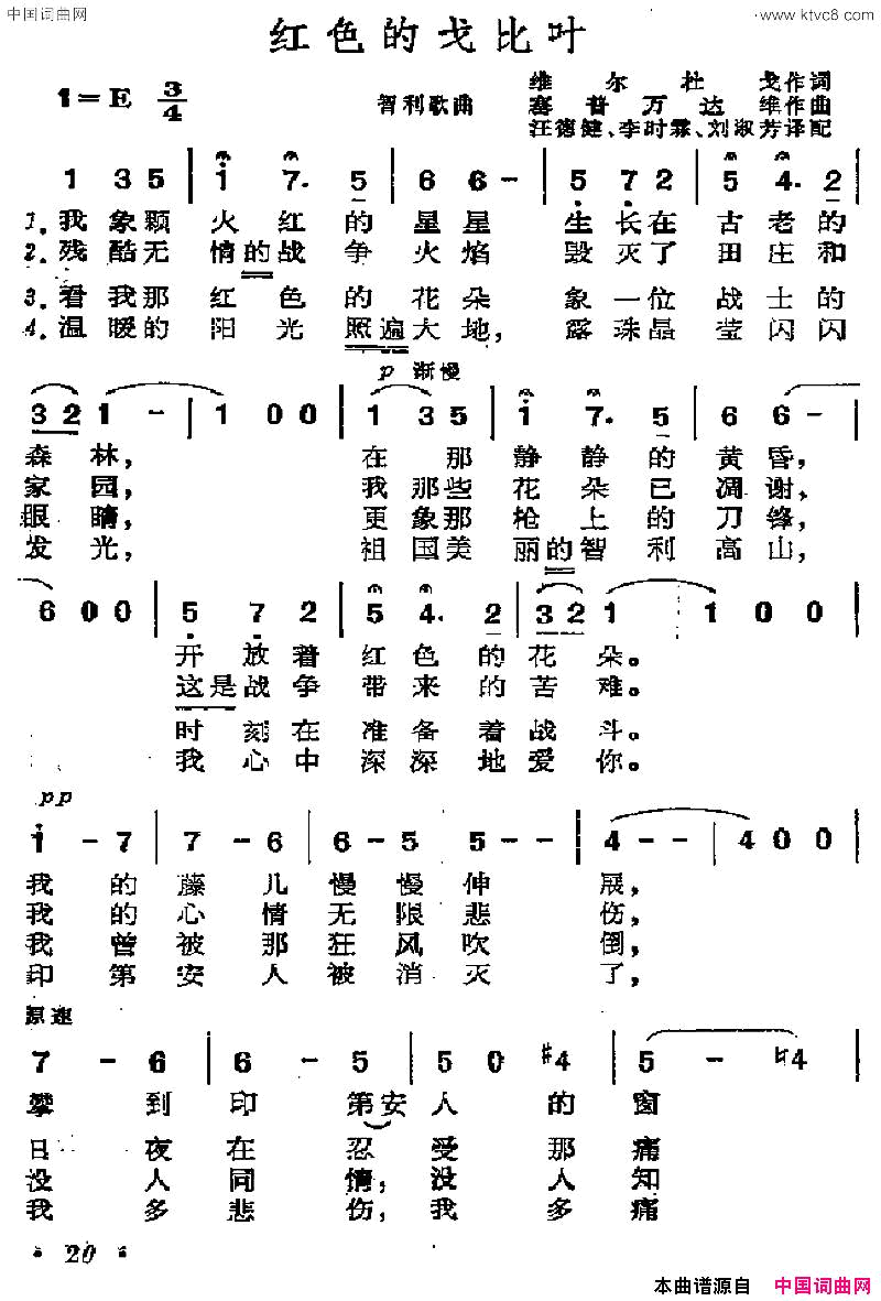 [智利]红色的戈比叶简谱1