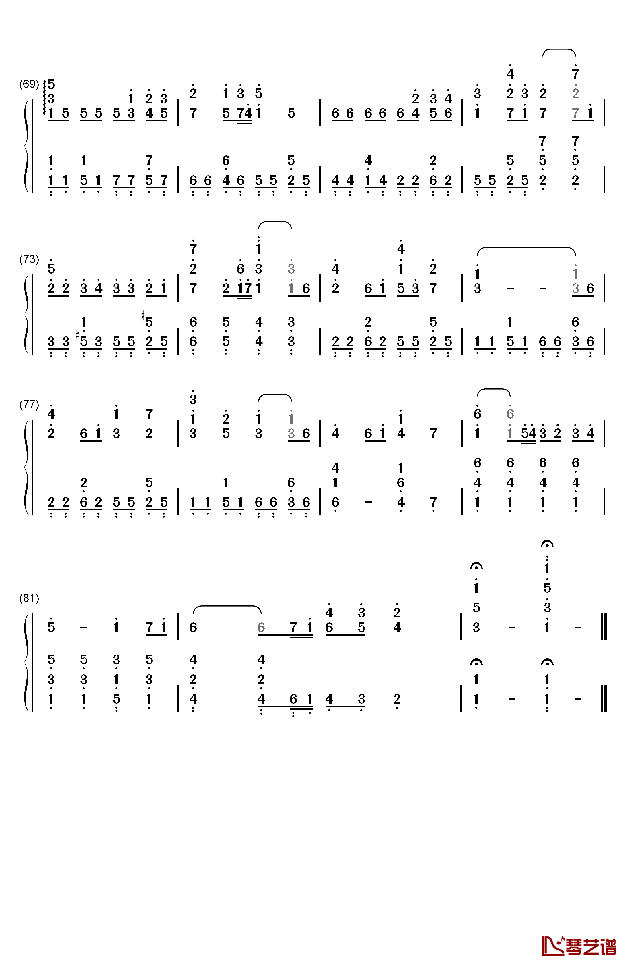 《故乡》钢琴简谱-数字双手-岚ARASHI4