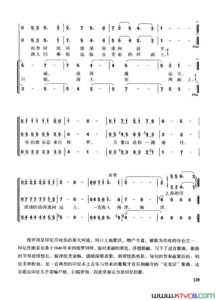 梭罗河领唱、重唱、同声二部和三部合唱简谱1