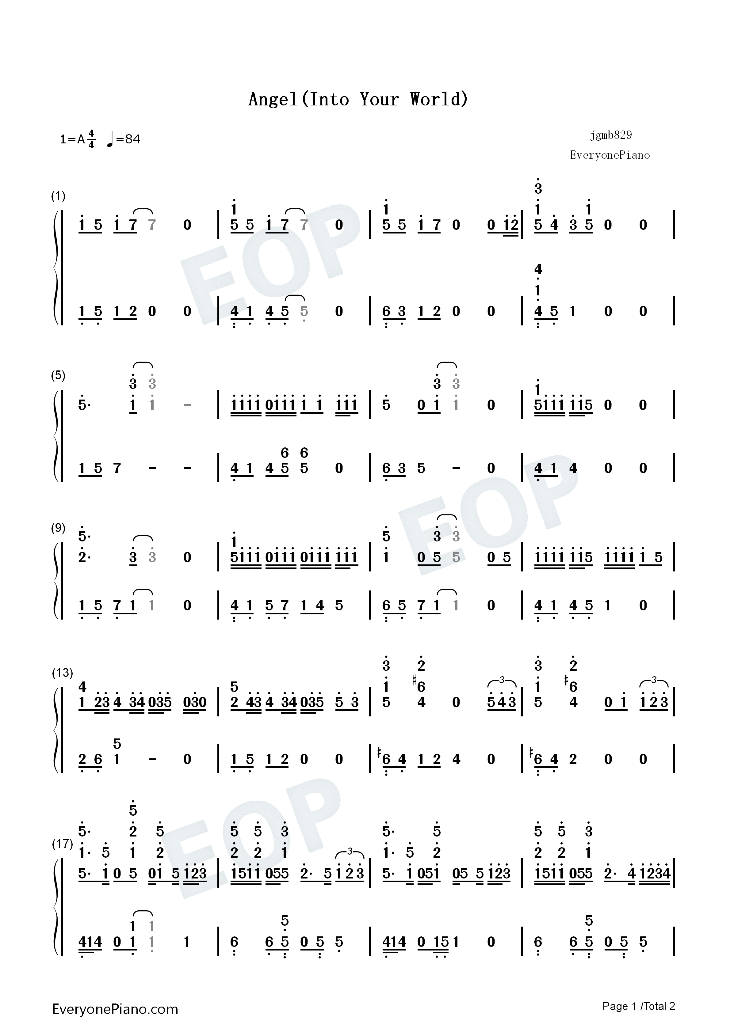 Angel(Into Your World)钢琴简谱-EXO演唱1