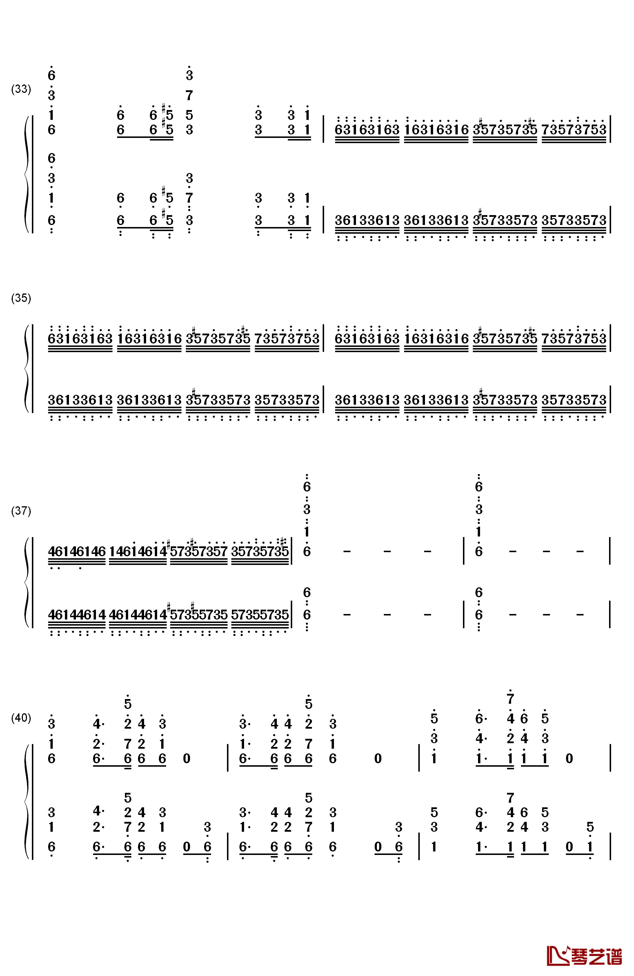 格里格钢琴变奏曲钢琴简谱-数字双手-马克西姆4