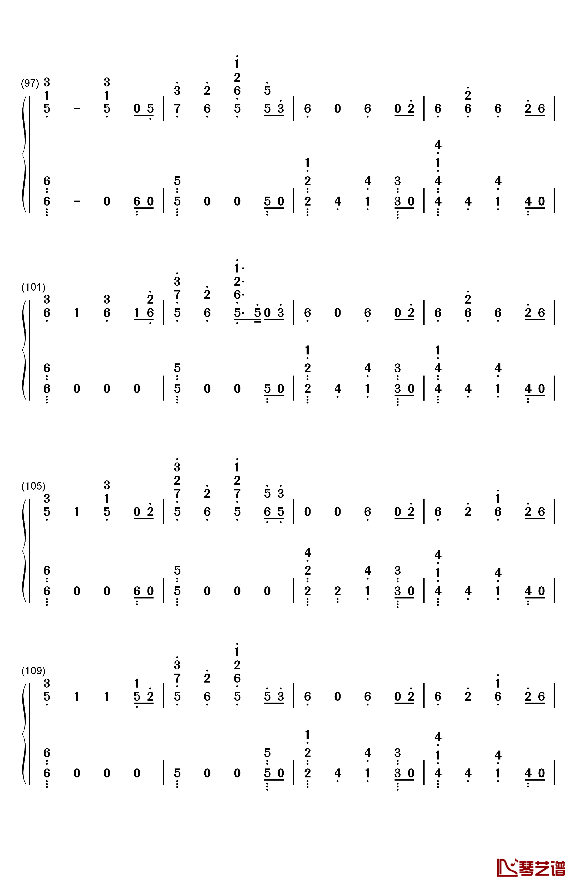 Everyday钢琴简谱-数字双手-Marshmello Logic6