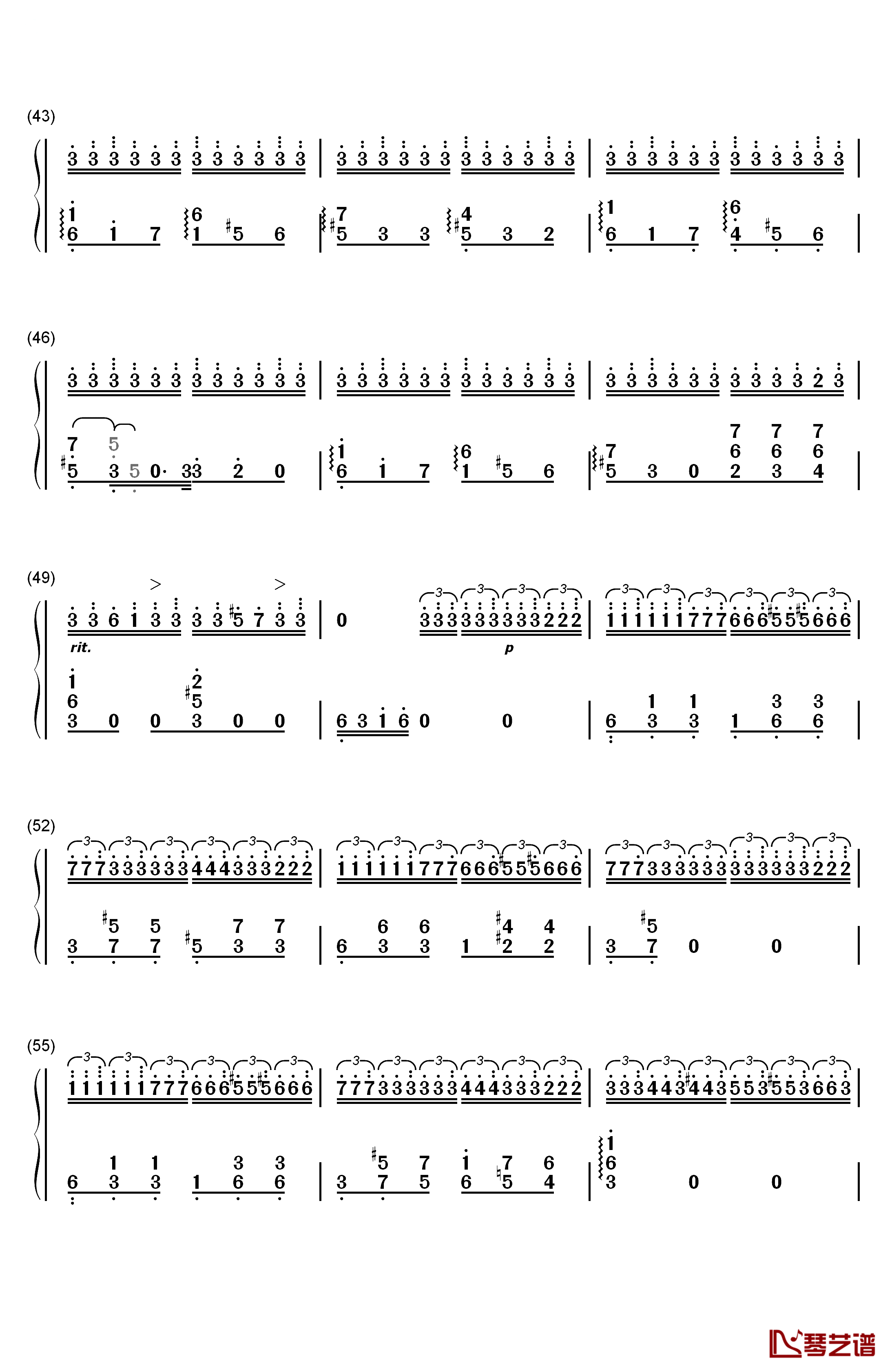 钟钢琴简谱-数字双手-李斯特4