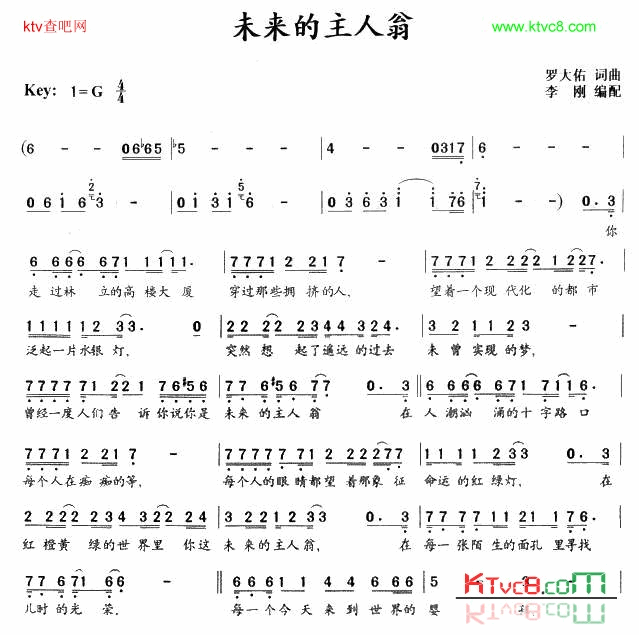 未来的主人翁简谱-罗大佑演唱1