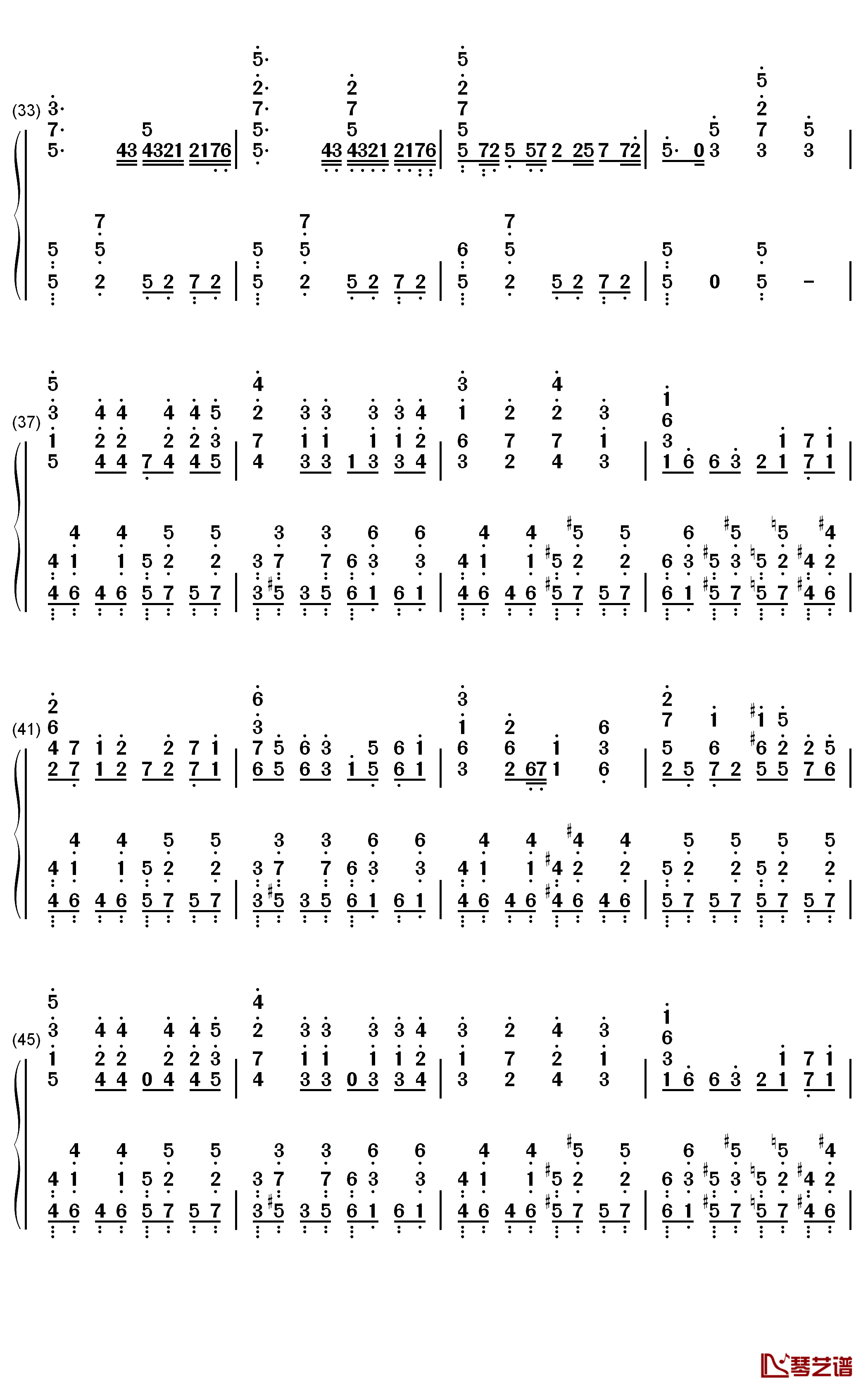 ファールプレーにくらり钢琴简谱-数字双手-分岛花音3